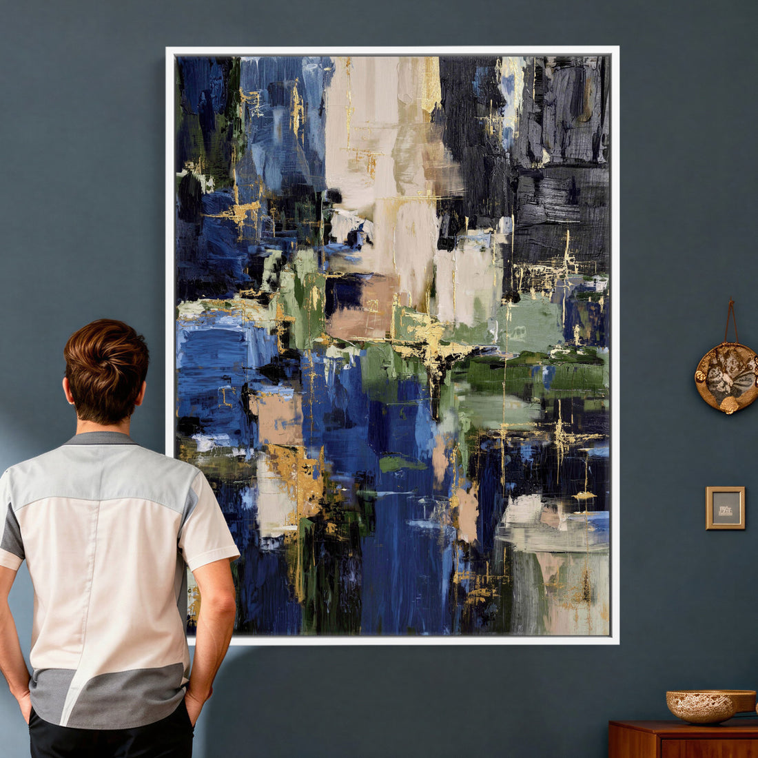 Abstract Dark Blue Wall Art Canvas Print