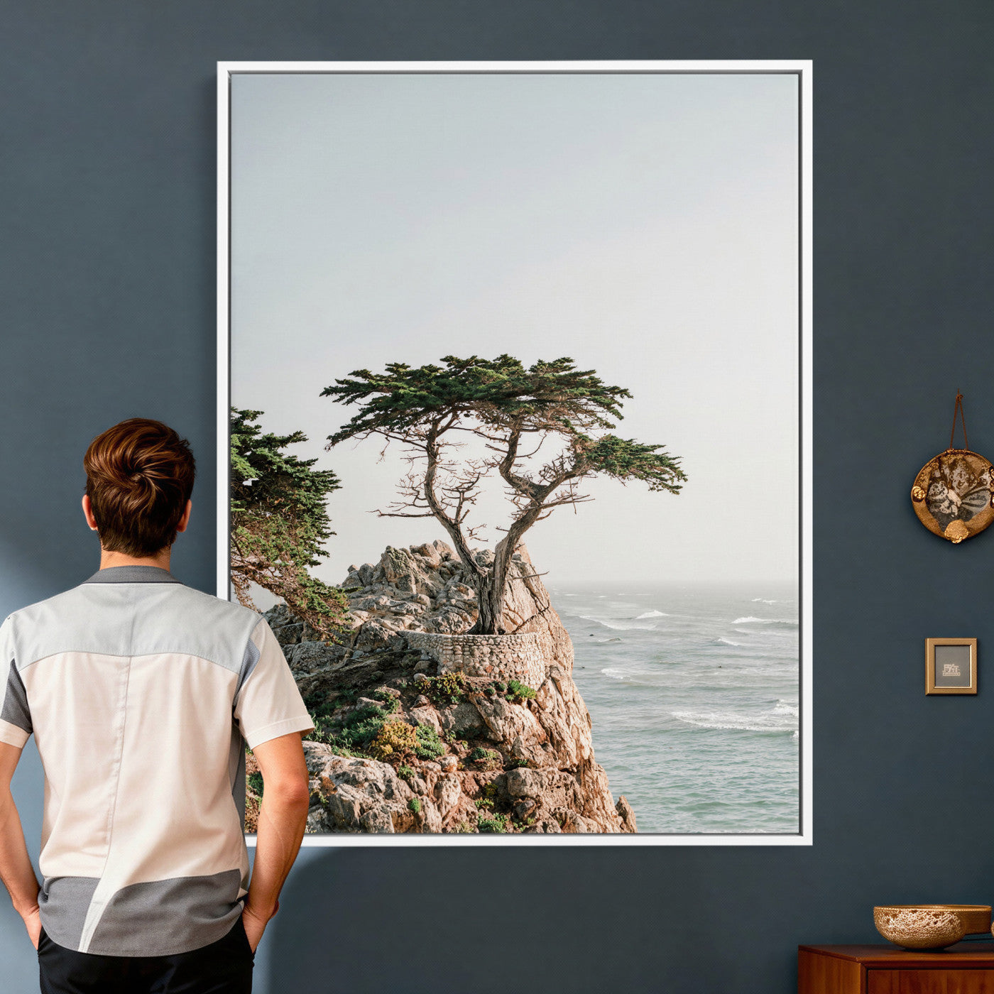 68839391-MGV-CV-24X36 - Lone Cypress Canvas Wall Art, Pebble Beach California Photography Print, Coastal Tree Ocean Decor, Monterey Nature Art, Minimalist Wall Art