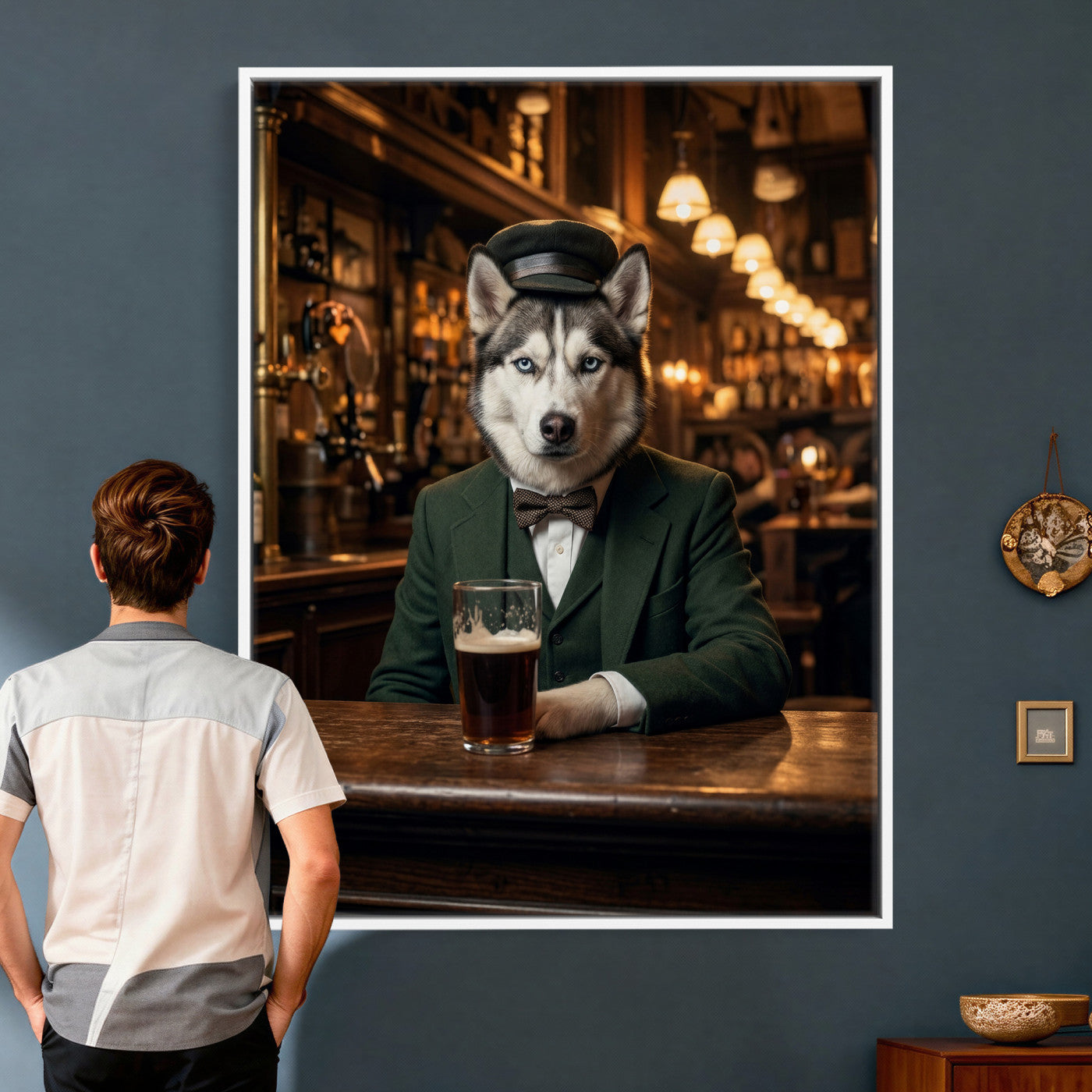 38460512H3-MGV-CV-24X36 - Custom Pet Portrait Canvas, Your Dog or Cat as a Dapper Human Character, Funny Personalized Animal Art