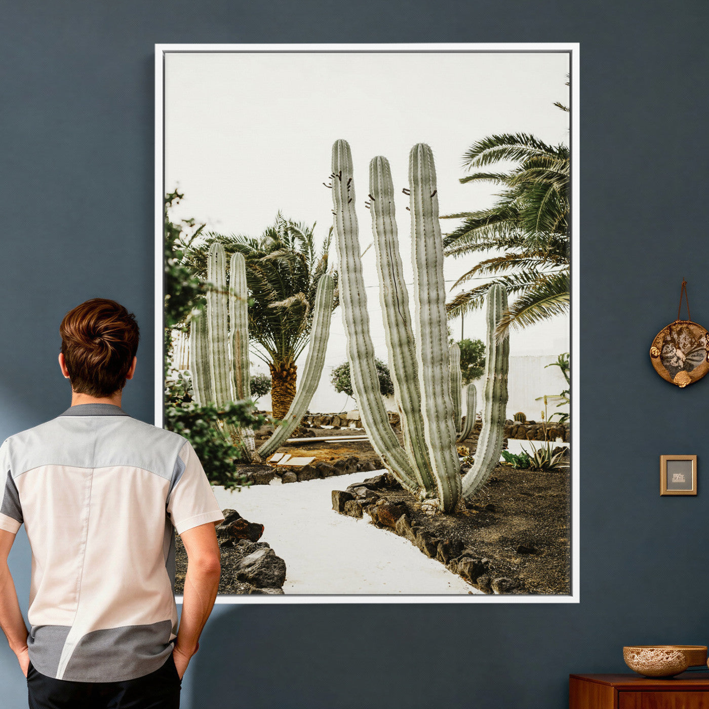 10167832-MGV-CV-24X36 - Cactus Garden Lanzarote Spain Wall Art Canvas Print - Cesar Manrique Desert Oasis Painting