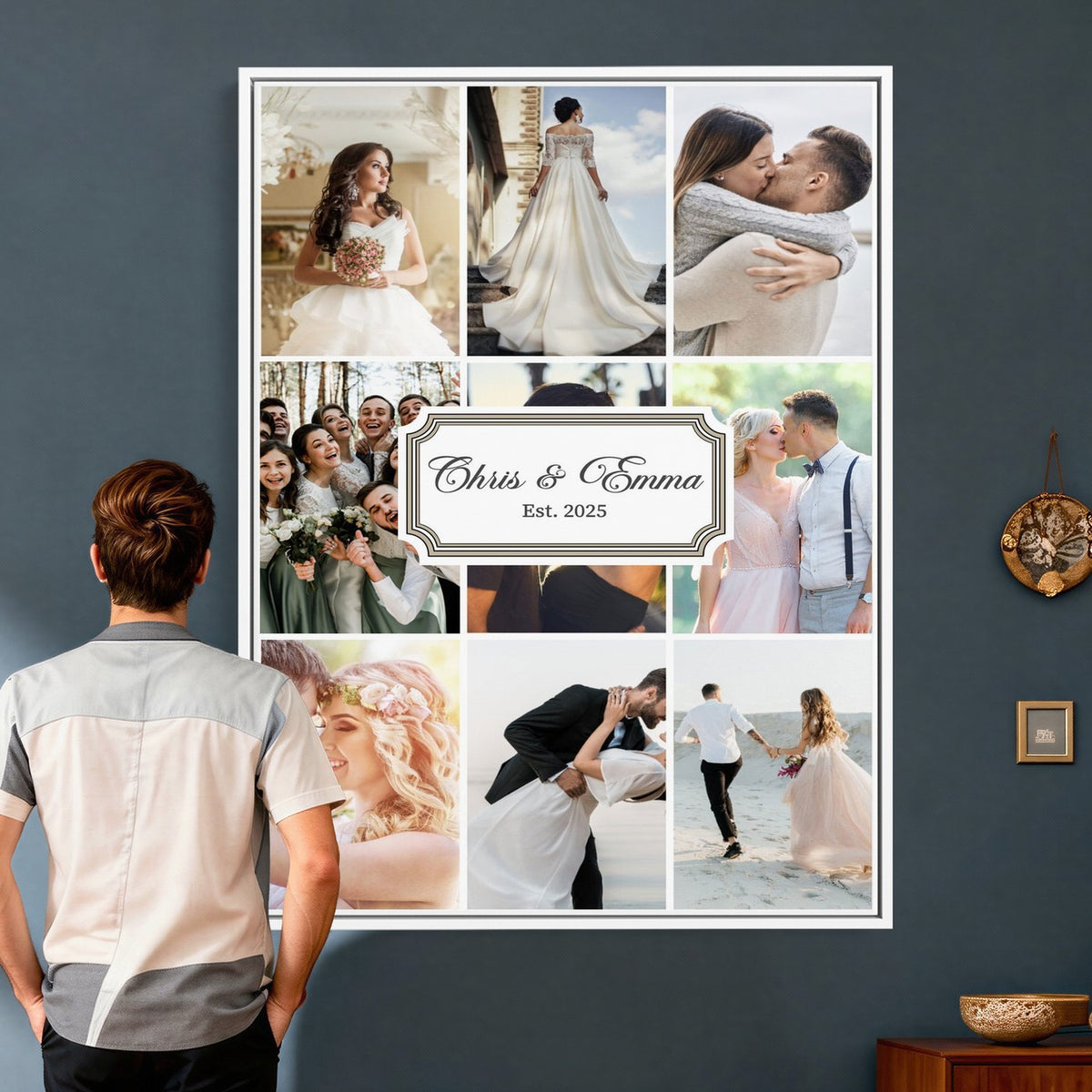 Personalized Wedding Photo Collage Canvas Print, Custom Couple Gift