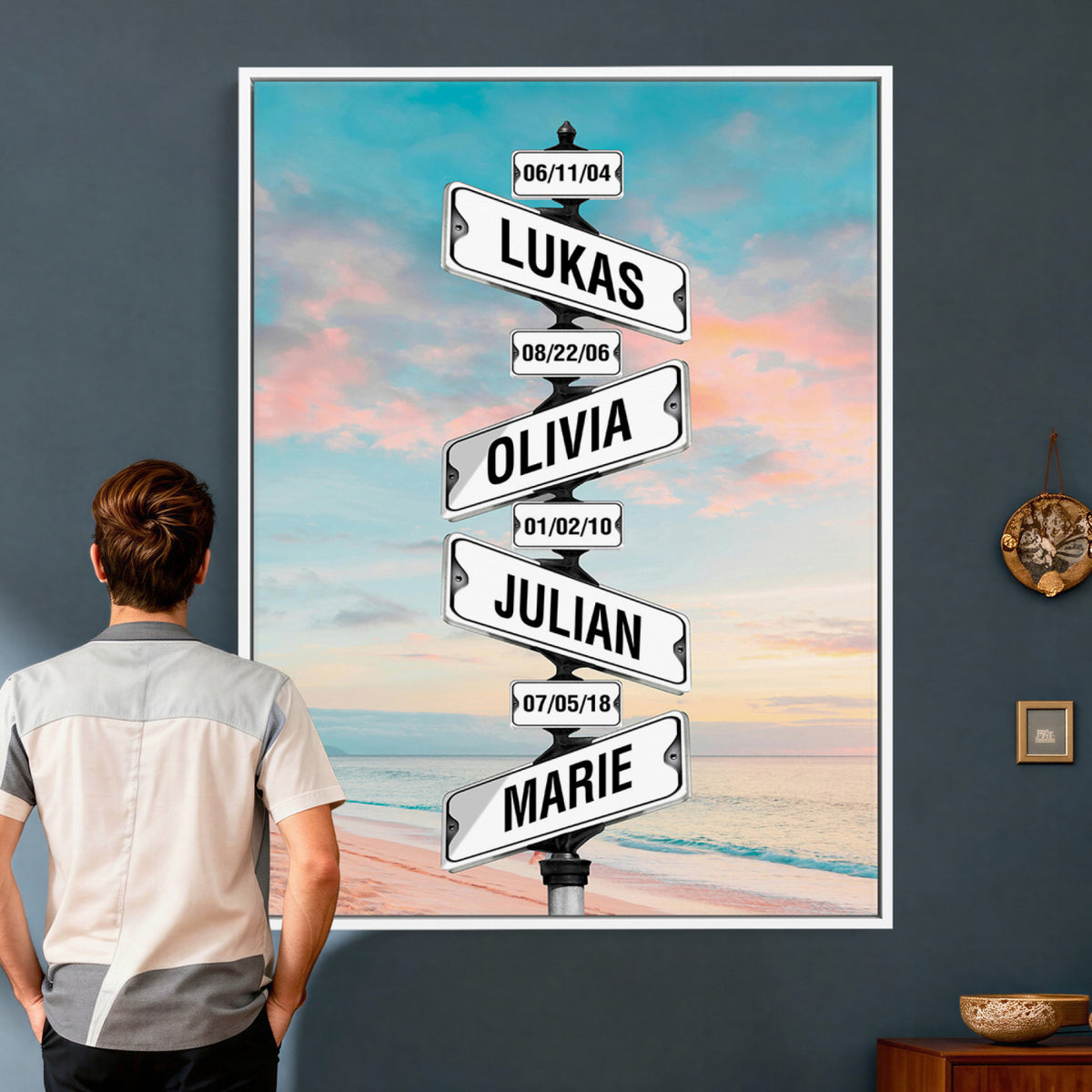 79027171-_Poster-30x20 - Personalized Street Sign Canvas Wall Art, Custom Family Names Signpost Print