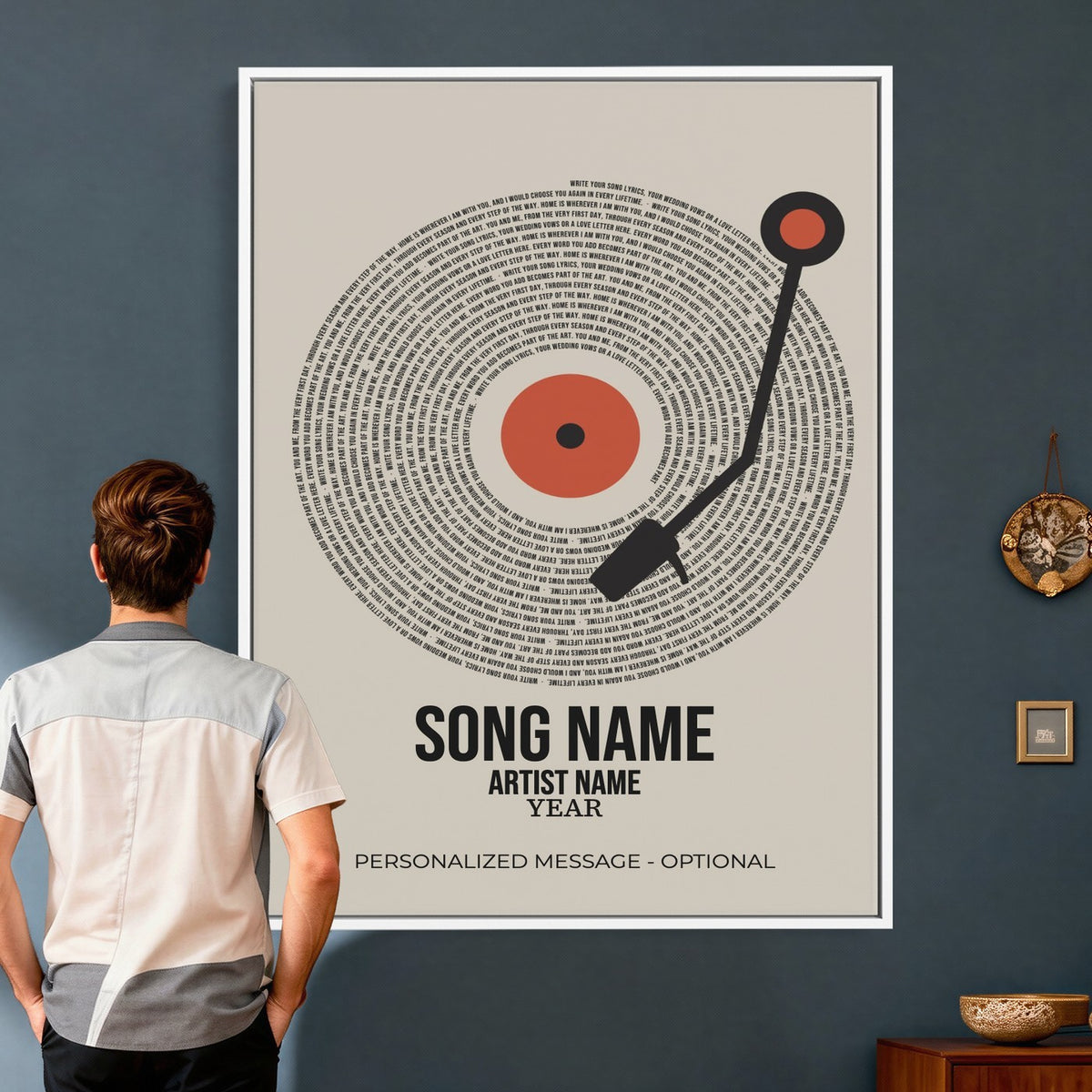 96475288Plak-_Poster-30x20 - Song Lyrics Vinyl Record Canvas Print, Personalized Music Wall Art