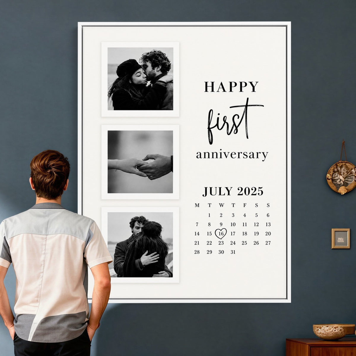 Couple photo calendar wall art for hallway or bedroom