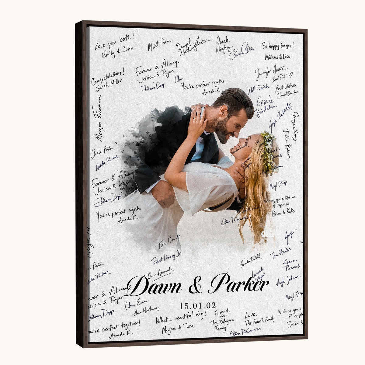 38010783-MGV-CV-16X24 - Couple Photo Wedding Guest Book Sign, Personalized Reception Canvas