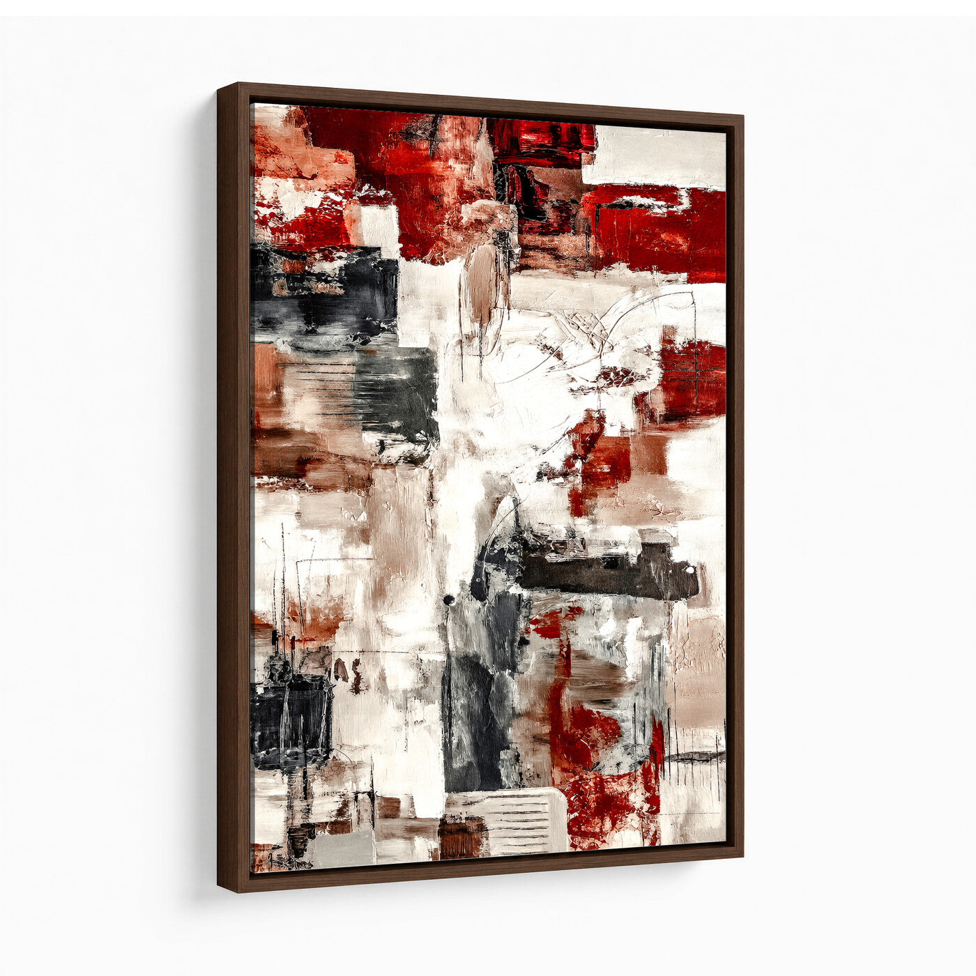 23953633-MGV-CV-24X36 - Blue Teal Abstract Canvas Wall Art | Modern Textured Painting Print, Navy Orange White Contemporary Art, Neutral Living Room Decor, Office Art