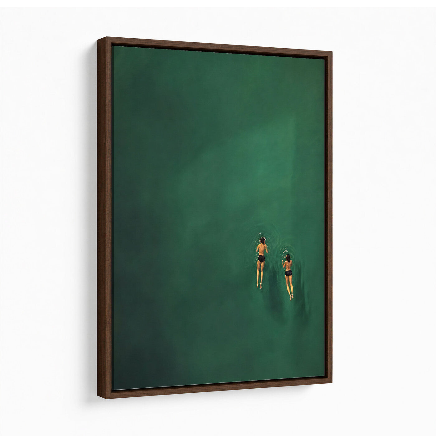 44711396-MGV-CV-24X36 - Minimalist Swimmers Canvas Wall Art Emerald Green Water Painting Print