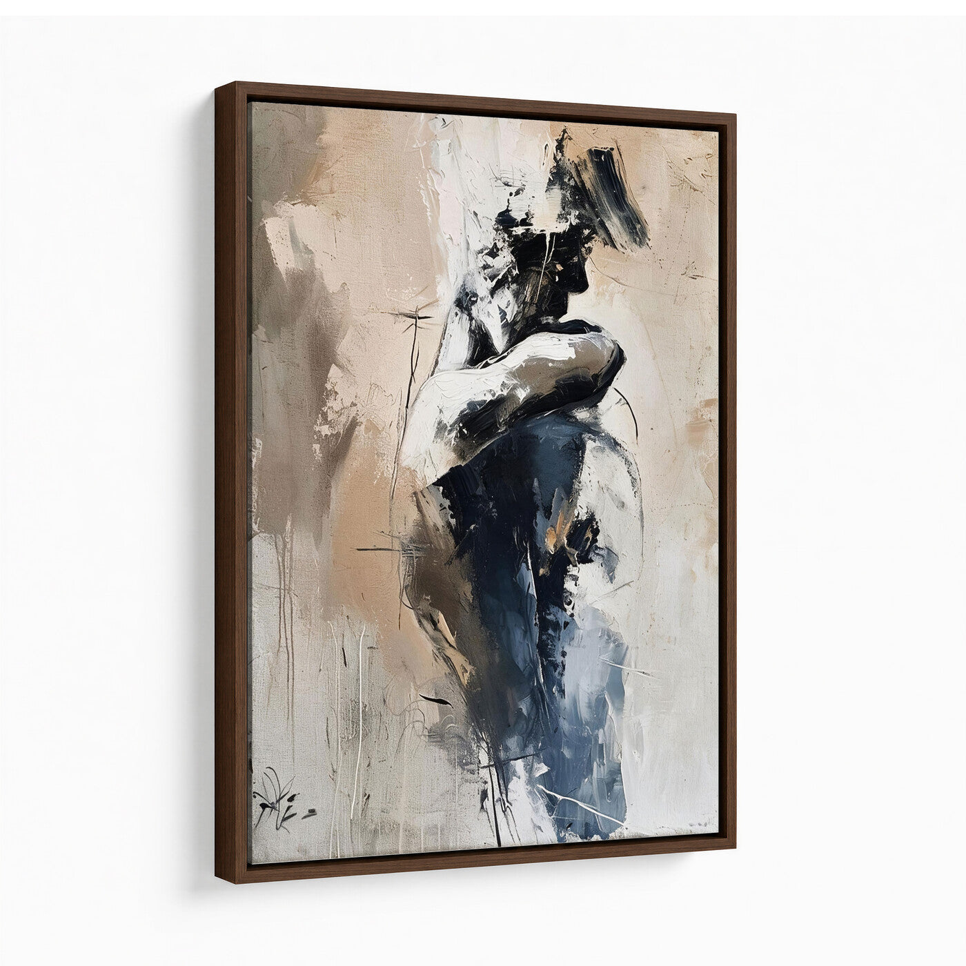 60223455-MGV-CV-24X36 - Monochrome Figurative Abstract Canvas Wall Art Moody Figure Oil Painting Print