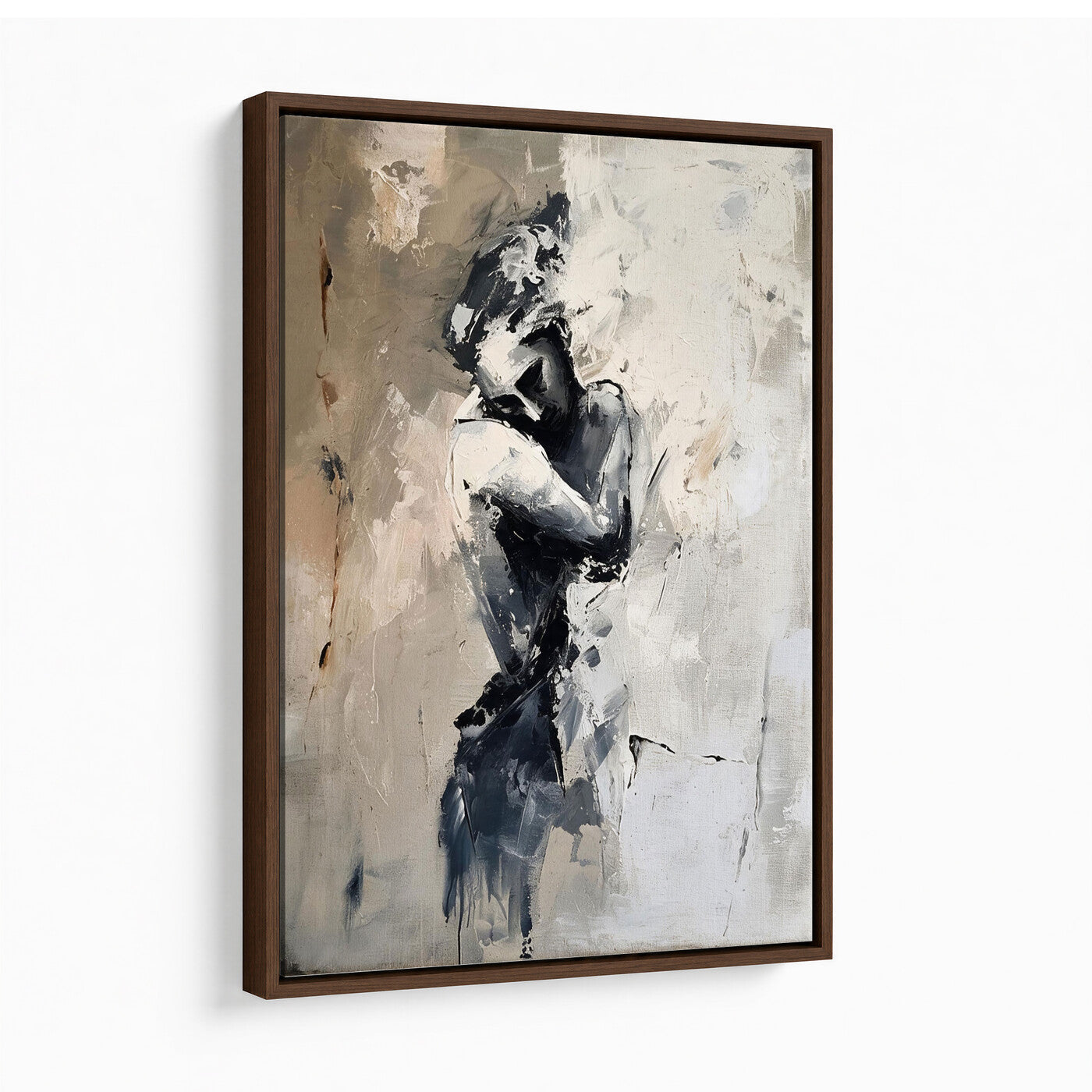 95556055-MGV-CV-24X36 - Monochrome Figurative Abstract Canvas Wall Art Moody Figure Oil Painting Print