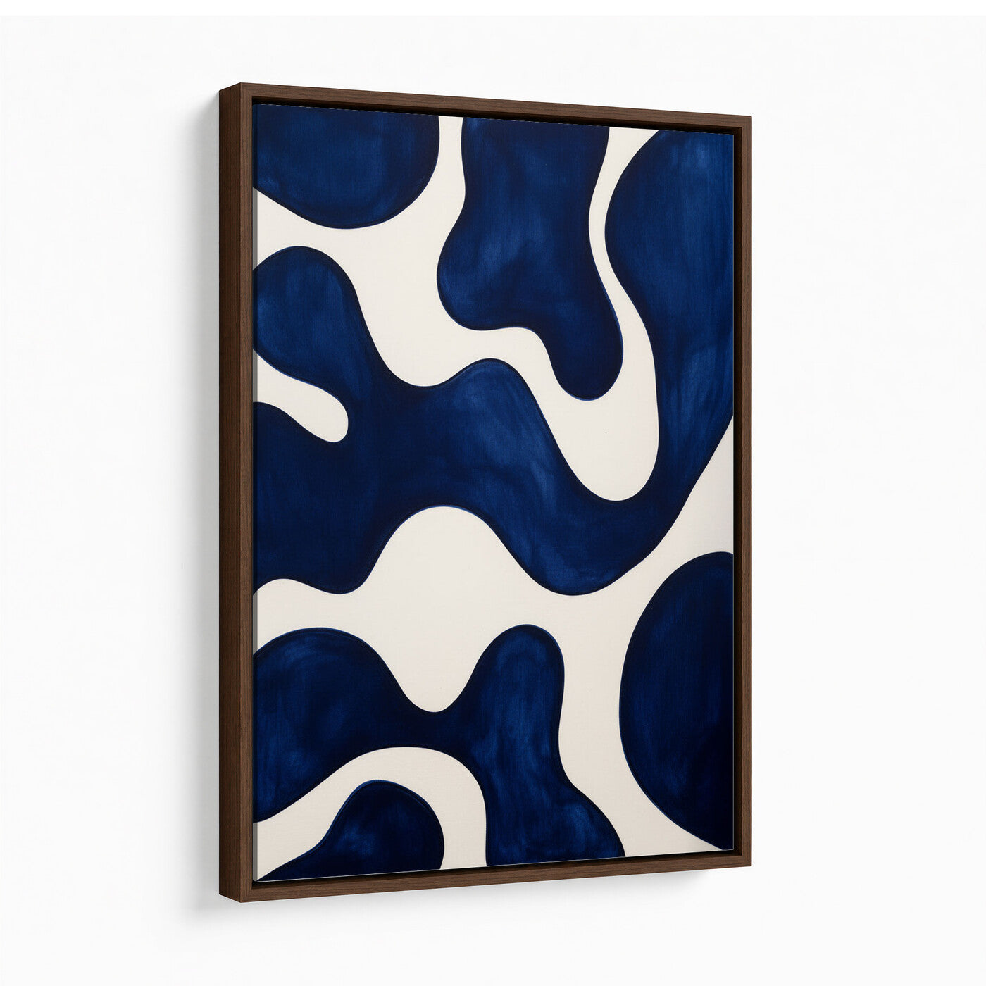 37225955-MGV-CV-24X36 - Minimalist Navy Blue Abstract Canvas Wall Art Organic Shapes Painting Print
