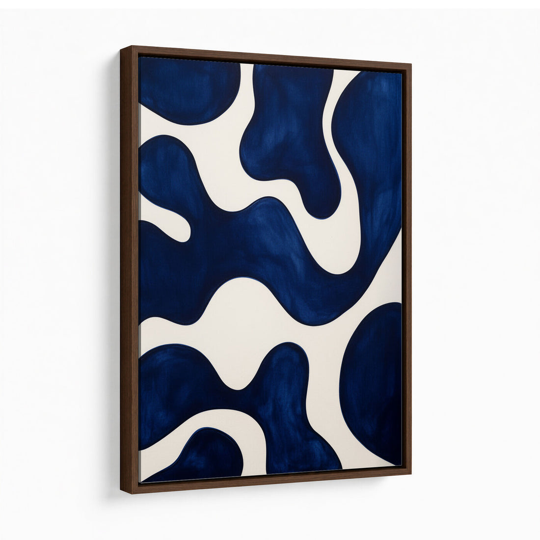 Minimalist Navy Blue Abstract Canvas Wall Art Organic Shapes Painting Print