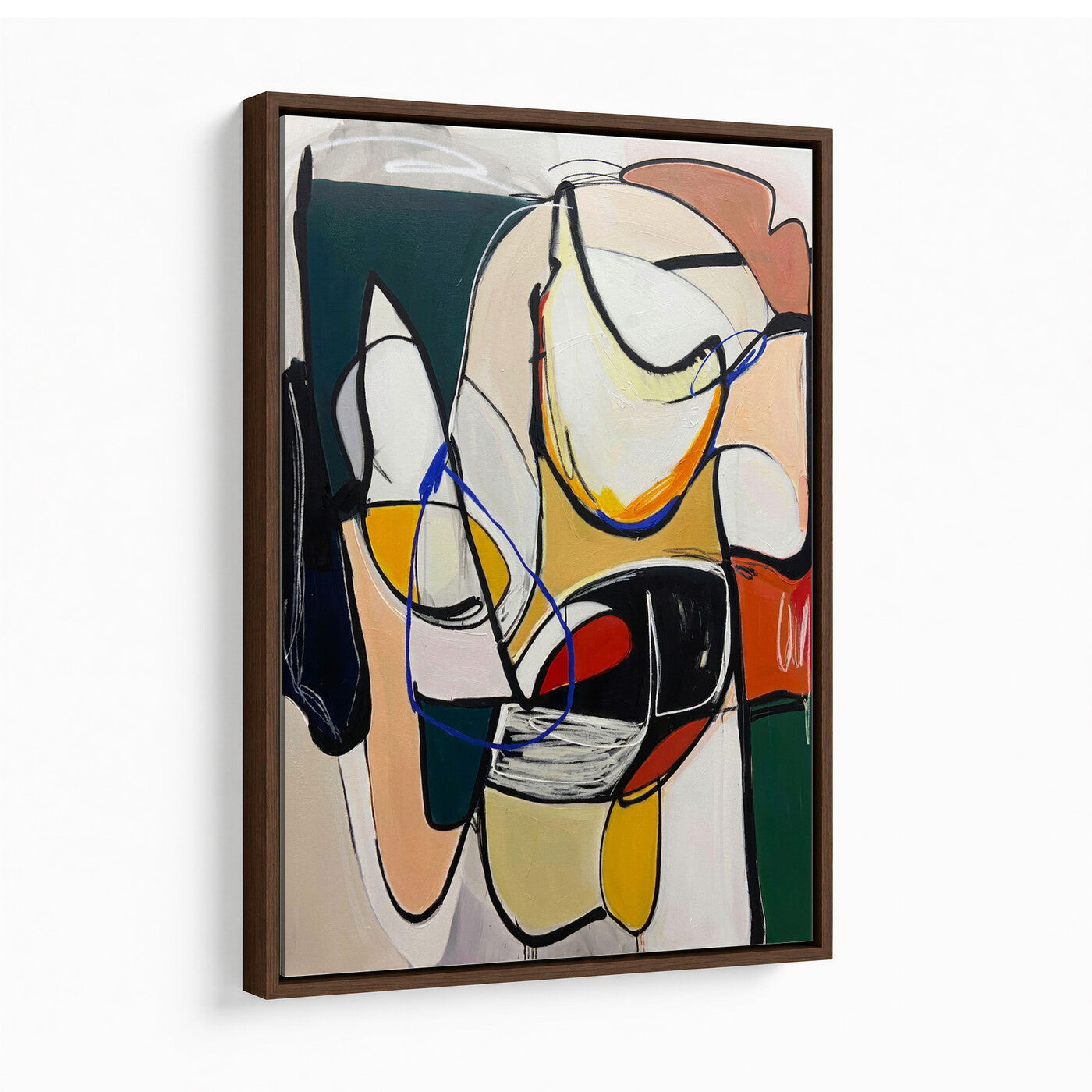 78751462-MGV-CV-24X36 - Mid Century Modern Abstract Canvas Wall Art Colorful Cubist Painting Print