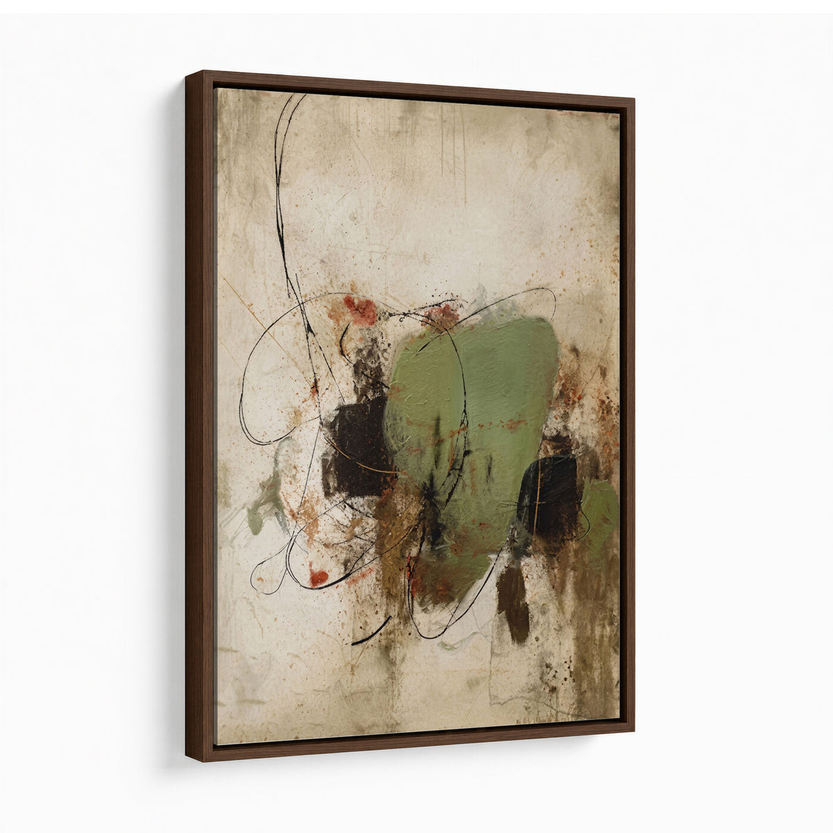 18219840-MGV-TP-24X36 - Sage Green Abstract Canvas Wall Art Textured Neutral Mixed Media Print for Home Decor