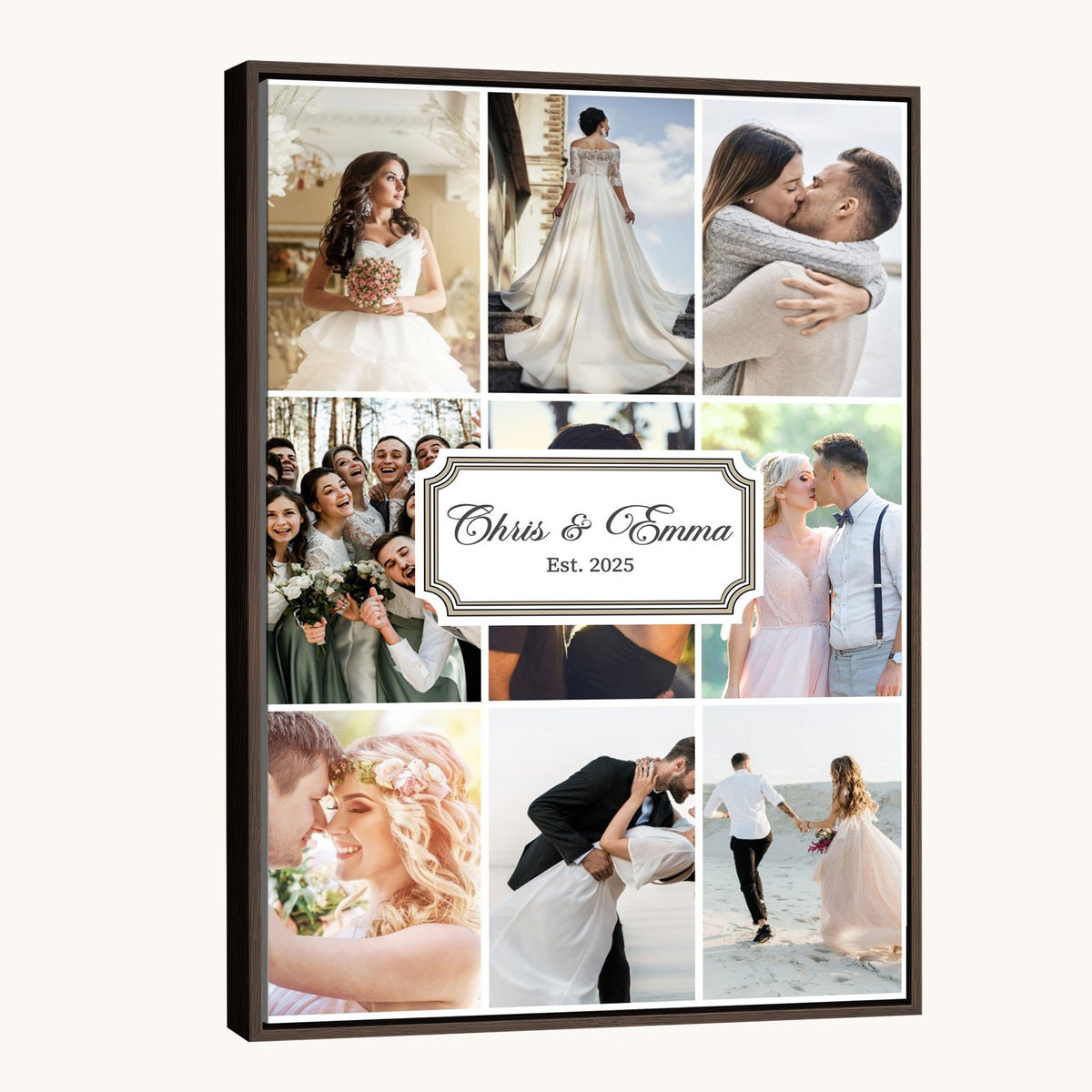 Personalized Wedding Photo Collage Canvas Print, Custom Couple Gift