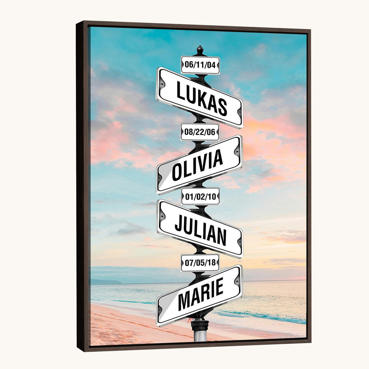 79027171-_Poster-30x20 - Family Street Sign Canvas Print, Personalized Names Signpost Wall Art