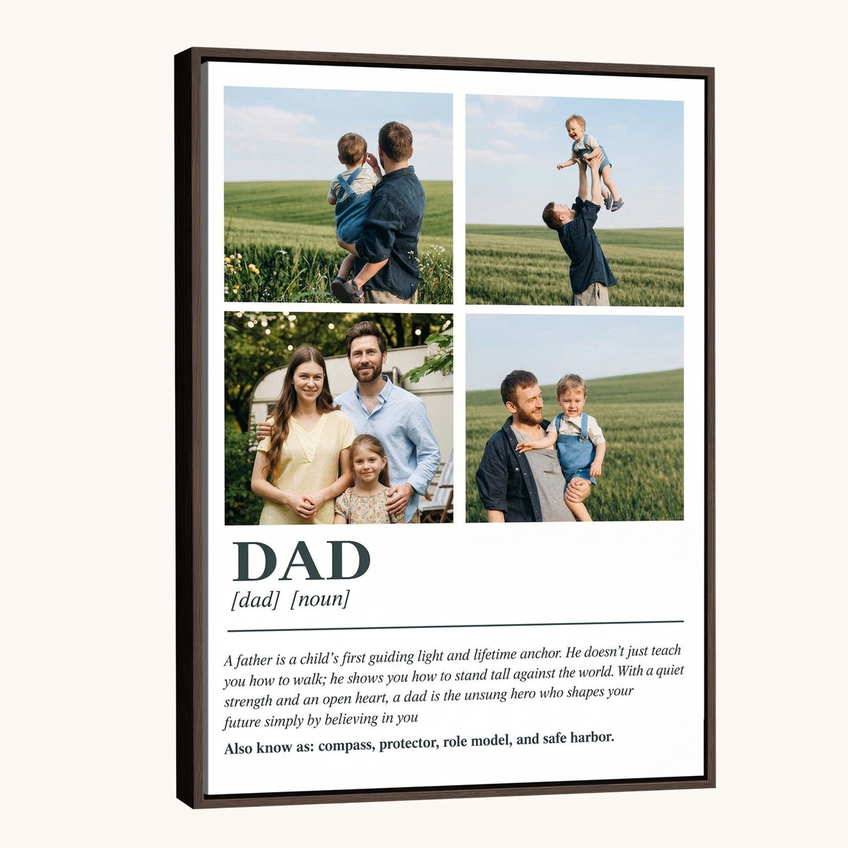 Dad definition photo collage canvas with four family photos