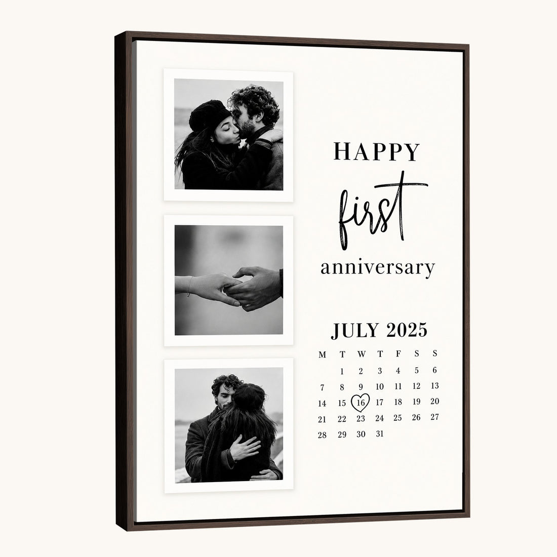 Personalized First Anniversary Photo Calendar Canvas, Couple Gift