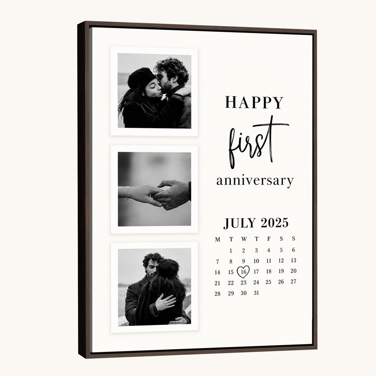 Custom anniversary calendar wall art, gift for couples