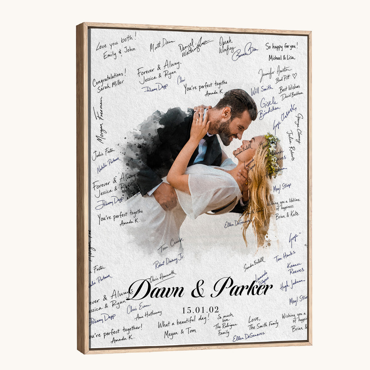 38010783-MGV-CV-24X36_GalleryWrapped - Wedding Guest Book Alternative Wall Art Canvas Print, Personalized Couple Photo Guestbook
