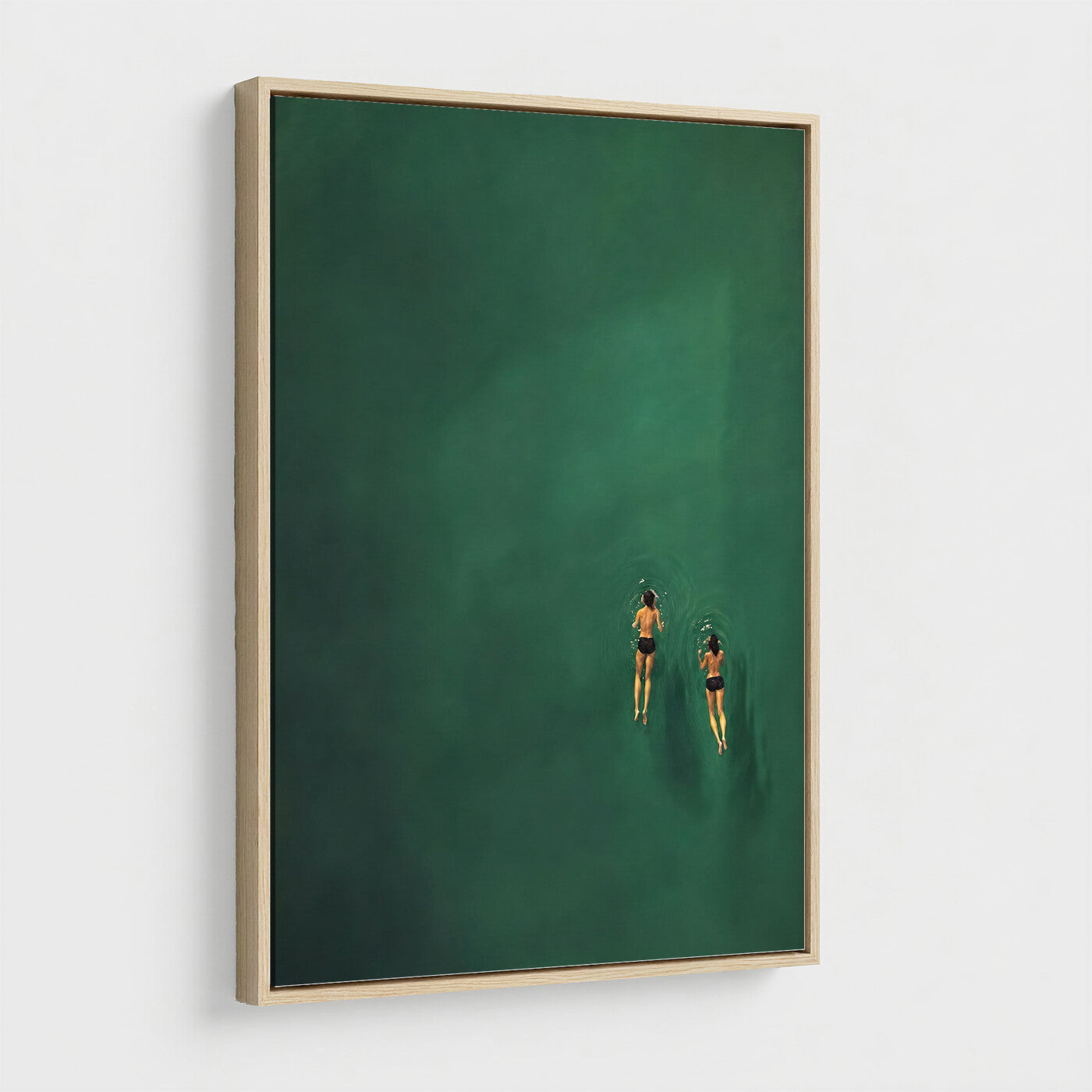 44711396-MGV-CV-24X36 - Minimalist Swimmers Canvas Wall Art Emerald Green Water Painting Print