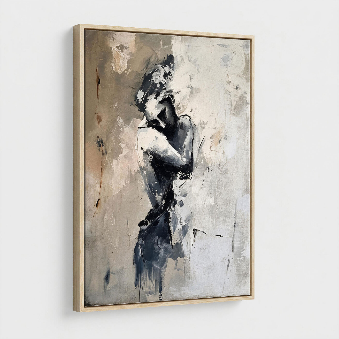 95556055-MGV-CV-24X36 - Monochrome Figurative Abstract Canvas Wall Art Moody Figure Oil Painting Print