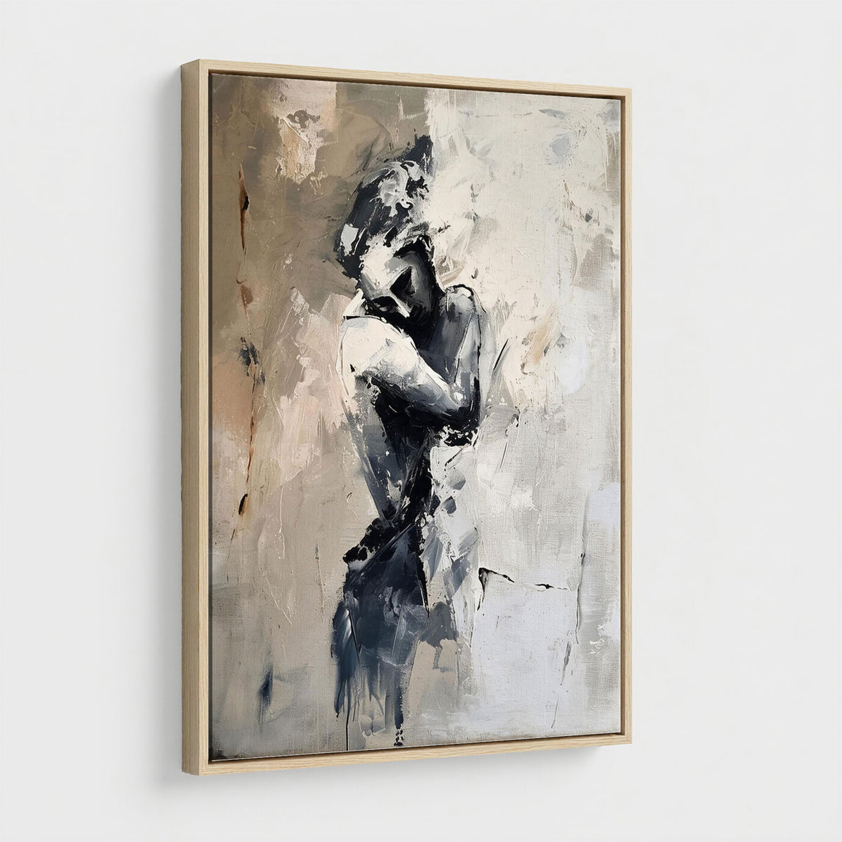 95556055-MGV-CV-24X36 - Monochrome Figurative Abstract Canvas Wall Art Moody Figure Oil Painting Print