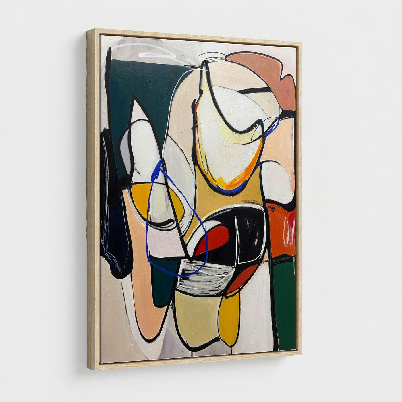 78751462-MGV-CV-24X36 - Mid Century Modern Abstract Canvas Wall Art Colorful Cubist Painting Print