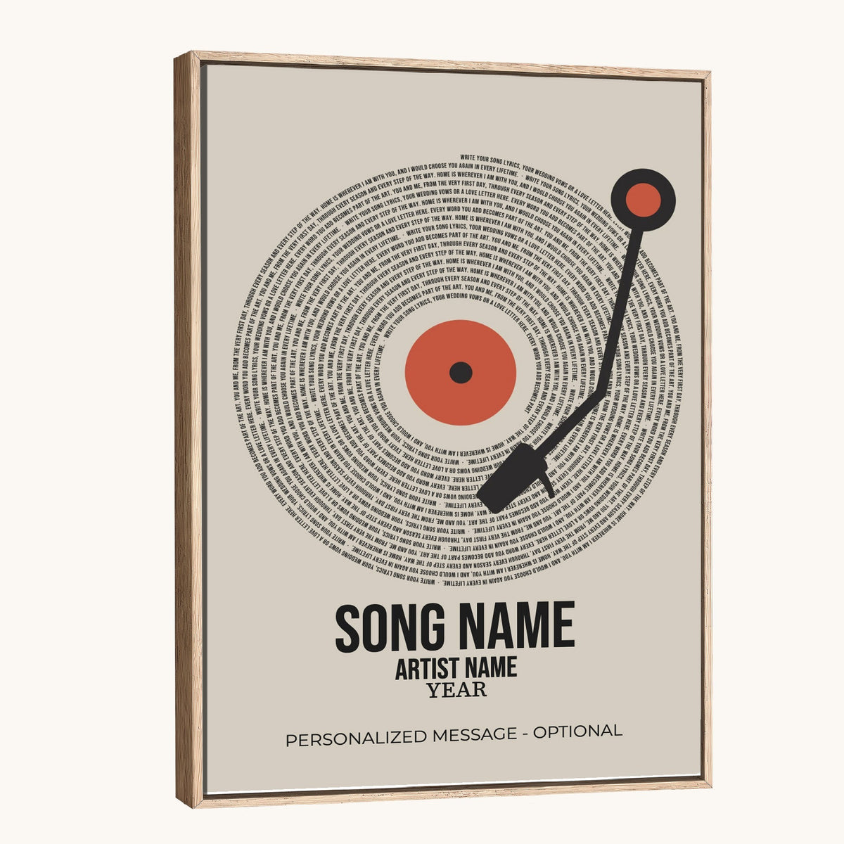 96475288Plak-_Poster-30x20 - Song Lyrics Vinyl Record Canvas Print, Personalized Music Wall Art