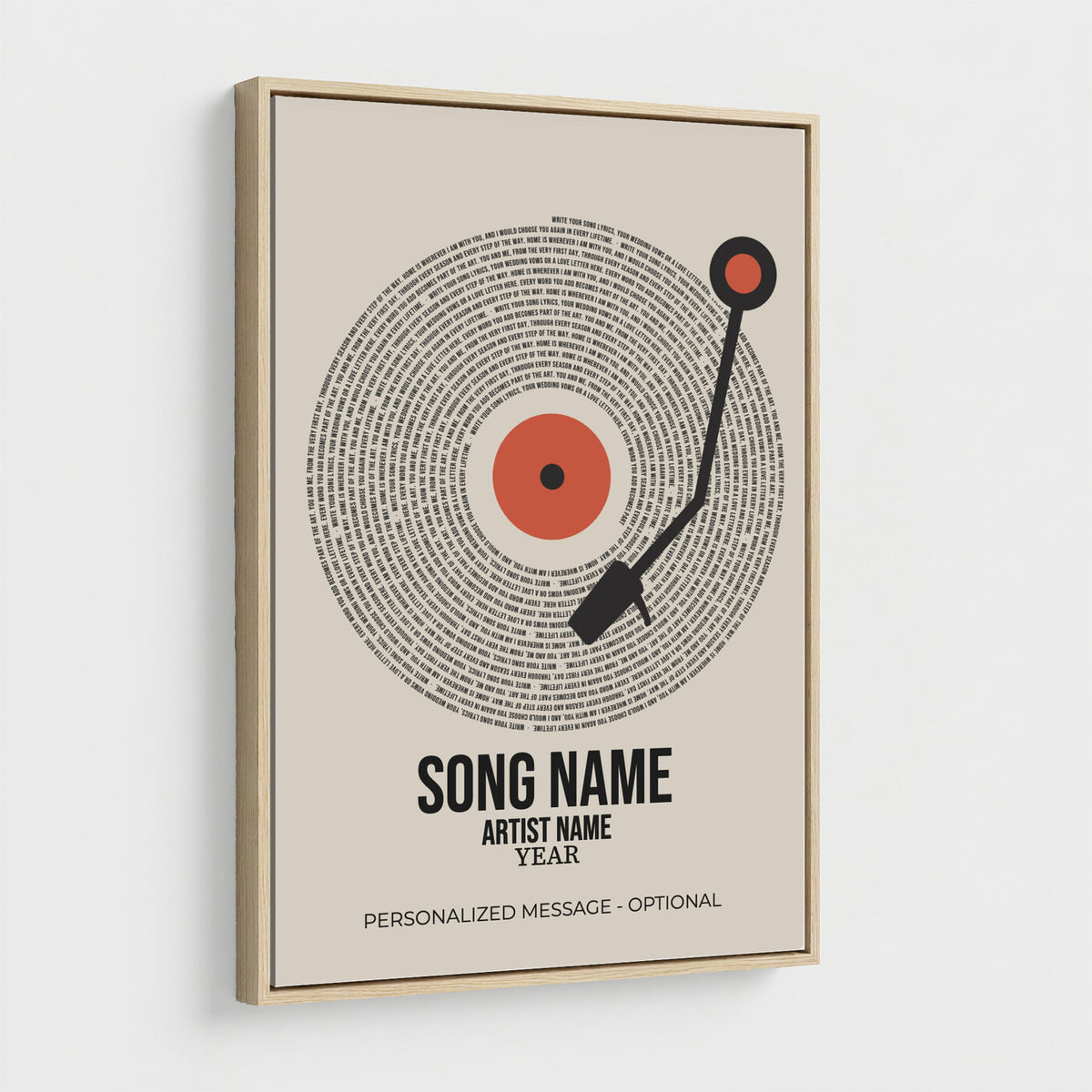 96475288Plak-_Poster-30x20 - Song Lyrics Record Canvas Print – Personalized Vinyl Style Photo Wall Art