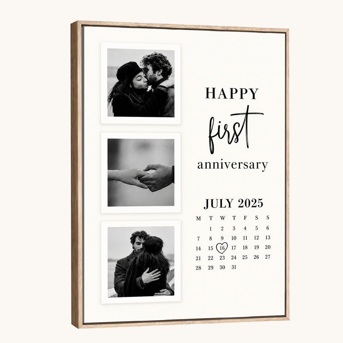Personalized First Anniversary Photo Calendar Canvas, Couple Gift