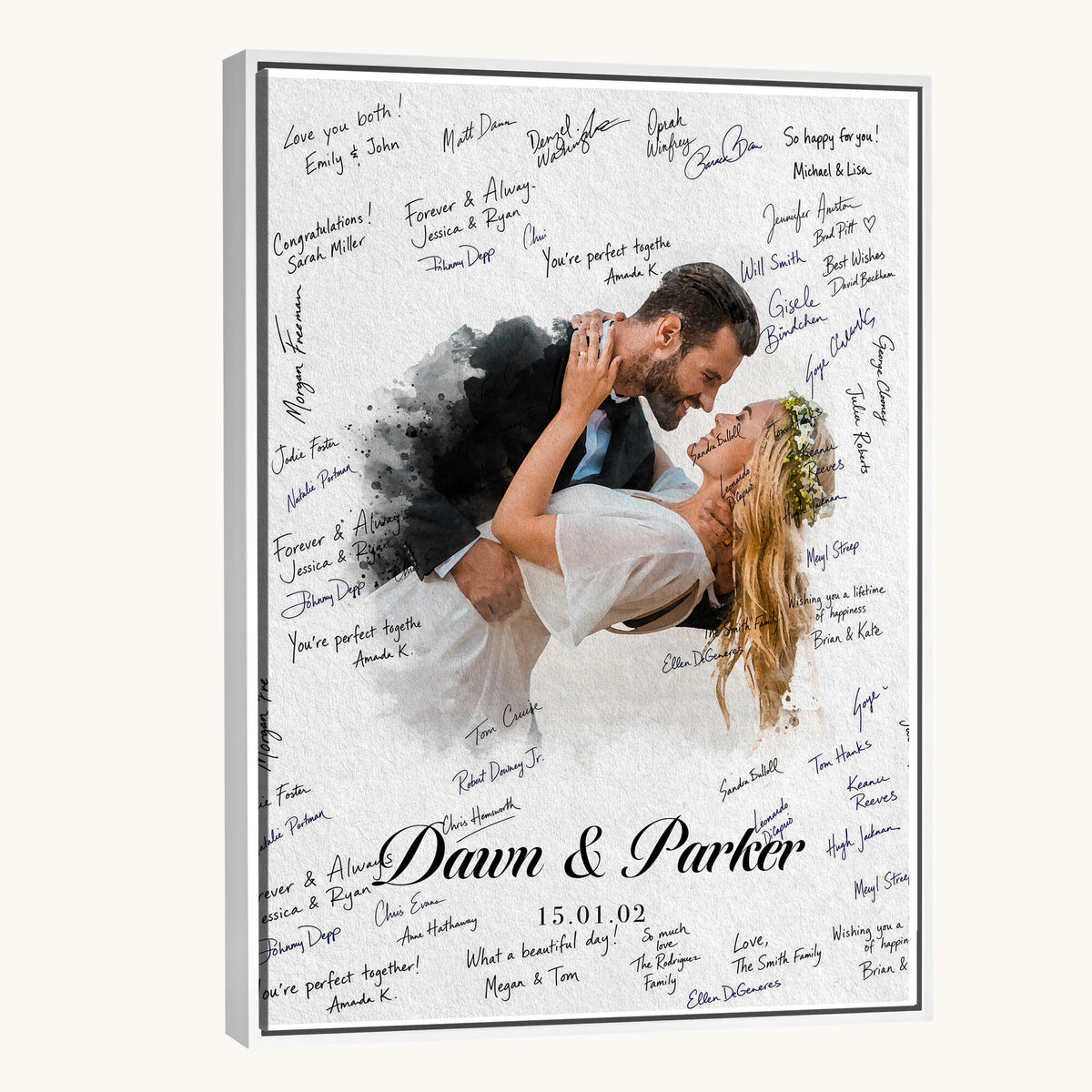 38010783-MGV-CV-24X36_GalleryWrapped - Wedding Guest Book Alternative Wall Art Canvas Print, Personalized Couple Photo Guestbook