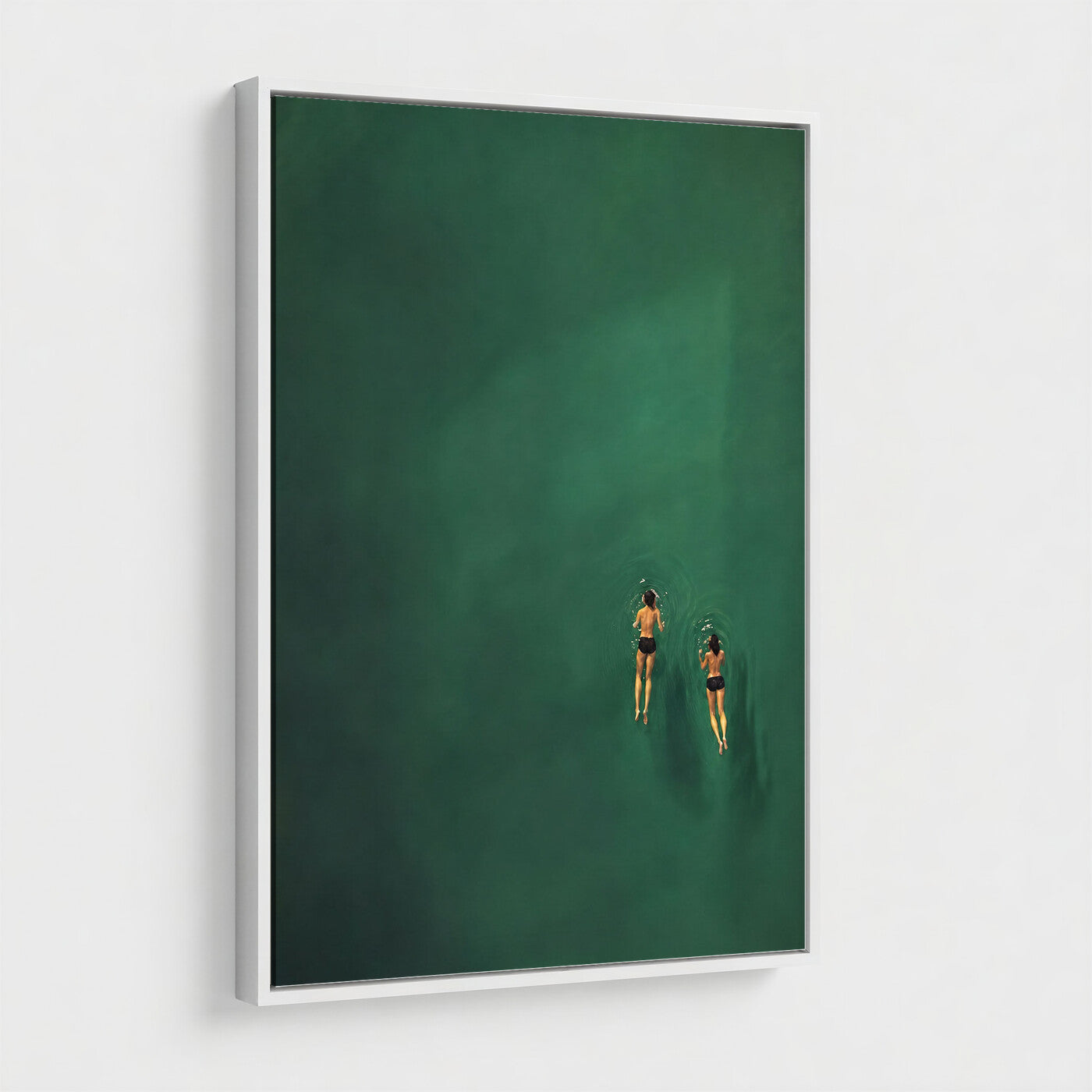 44711396-MGV-CV-24X36 - Minimalist Swimmers Canvas Wall Art Emerald Green Water Painting Print