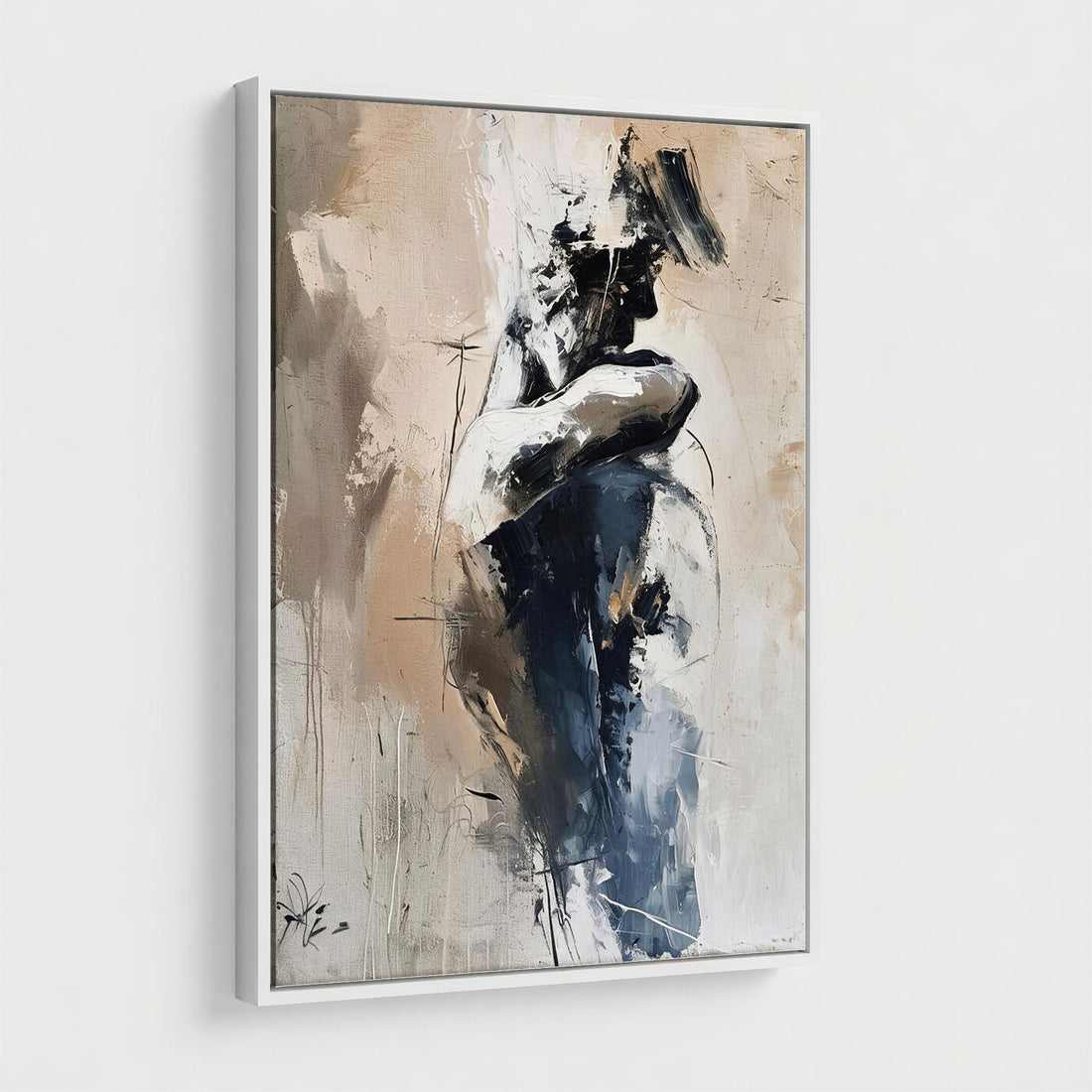 Monochrome Figurative Abstract Canvas Wall Art Moody Figure Oil Painting Print