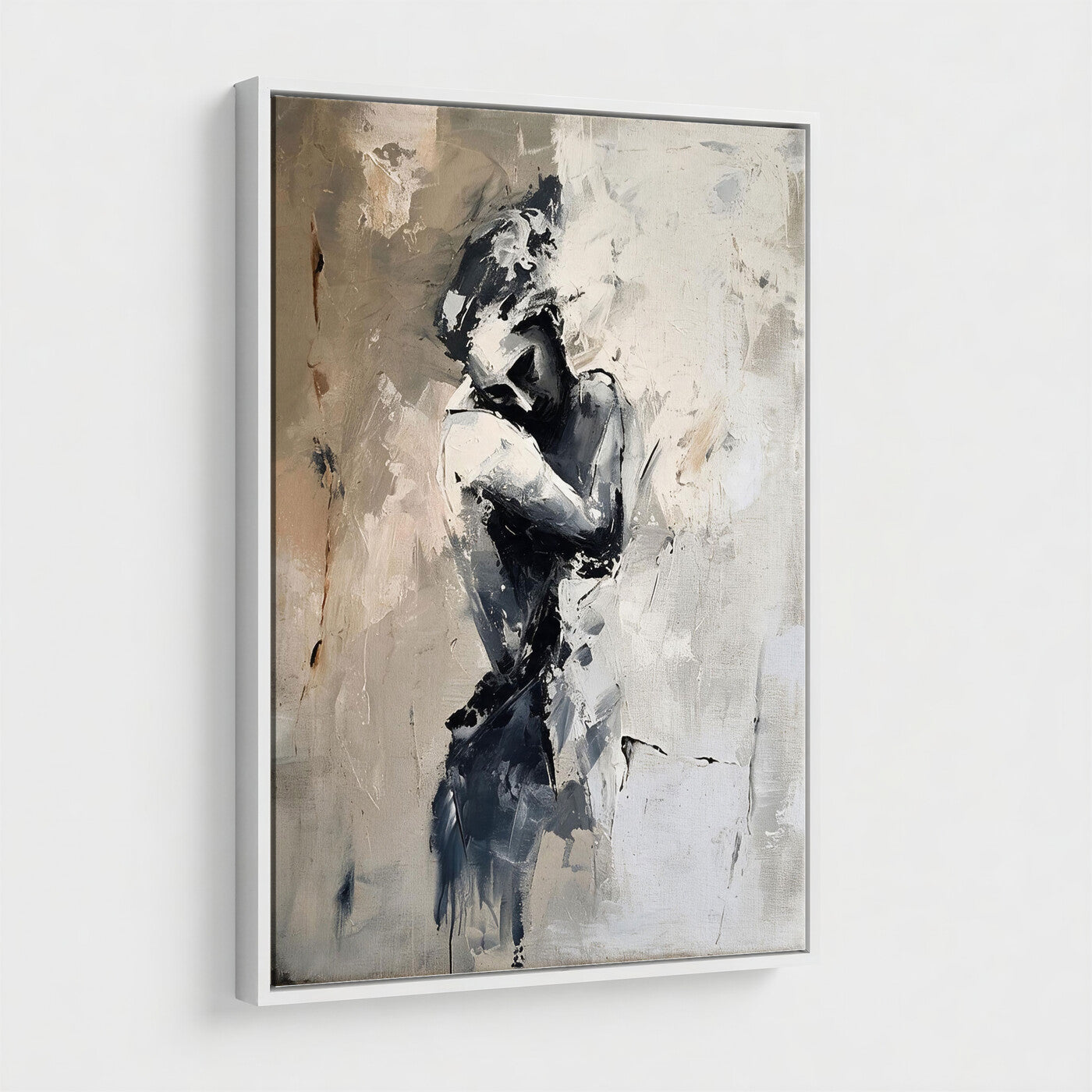 95556055-MGV-CV-24X36 - Monochrome Figurative Abstract Canvas Wall Art Moody Figure Oil Painting Print