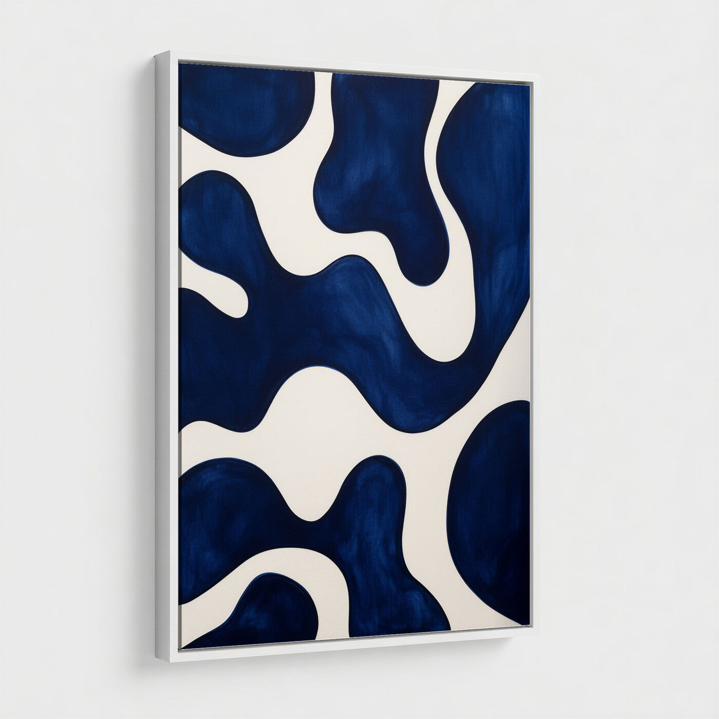 37225955-MGV-CV-24X36 - Minimalist Navy Blue Abstract Canvas Wall Art Organic Shapes Painting Print