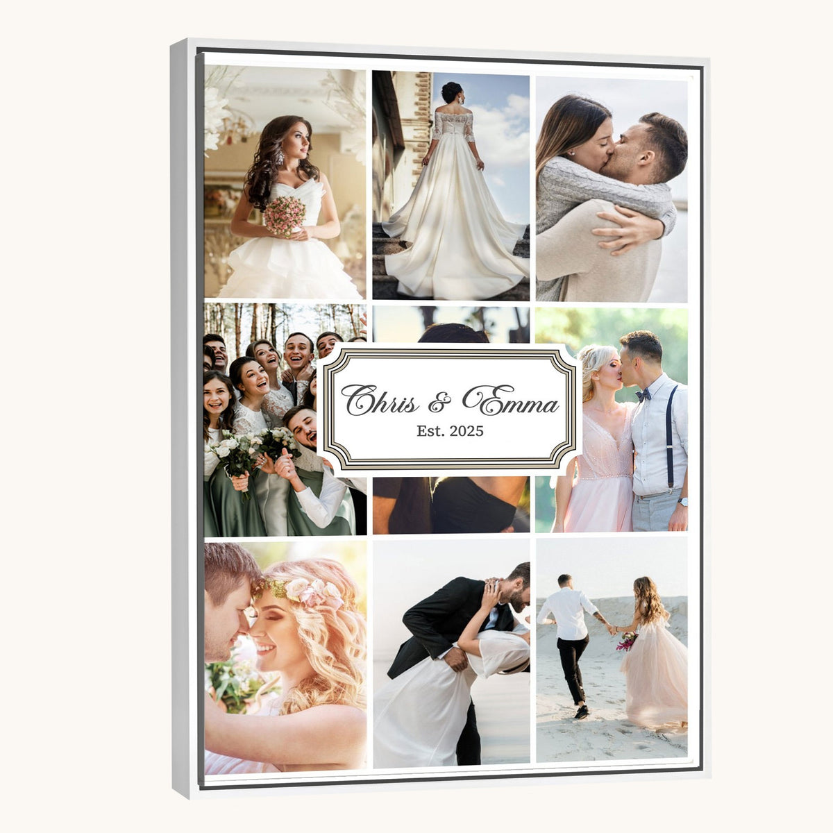 Personalized Wedding Photo Collage Canvas Print, Custom Couple Gift