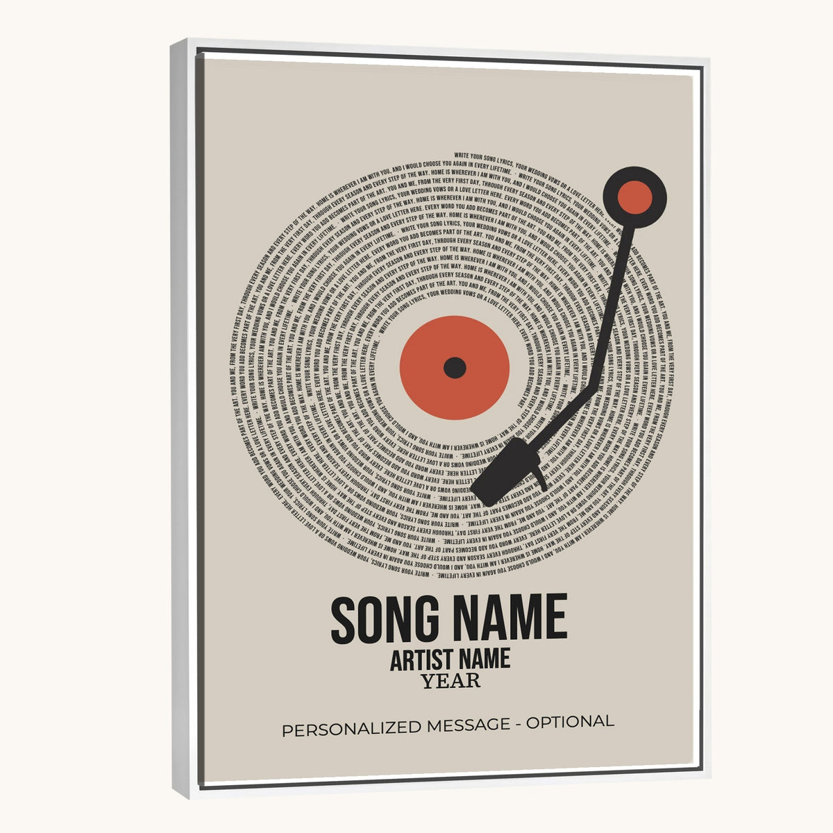 96475288Plak-_Poster-30x20 - Song Lyrics Vinyl Record Canvas Print, Personalized Music Wall Art