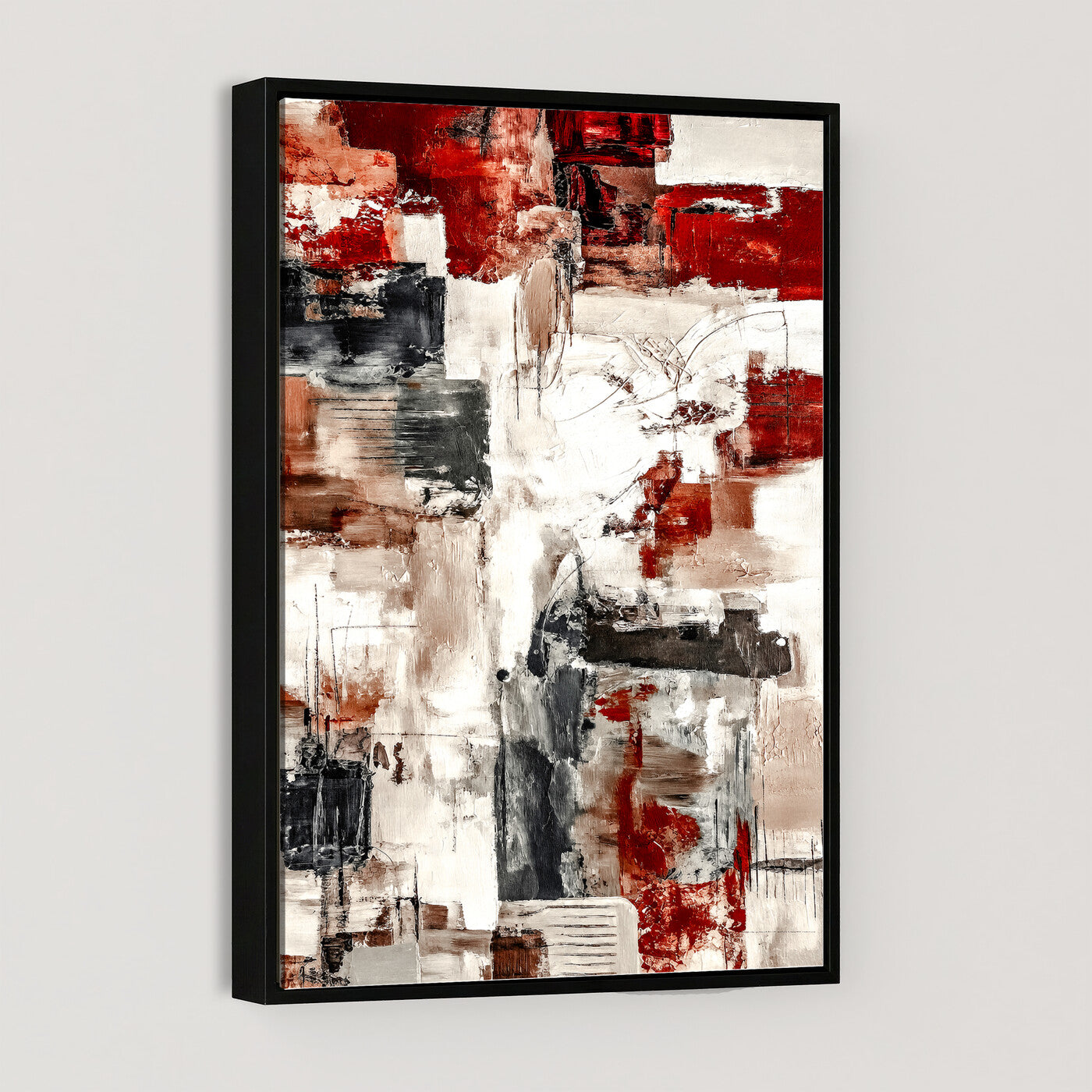 23953633-MGV-CV-24X36 - Blue Teal Abstract Canvas Wall Art | Modern Textured Painting Print, Navy Orange White Contemporary Art, Neutral Living Room Decor, Office Art