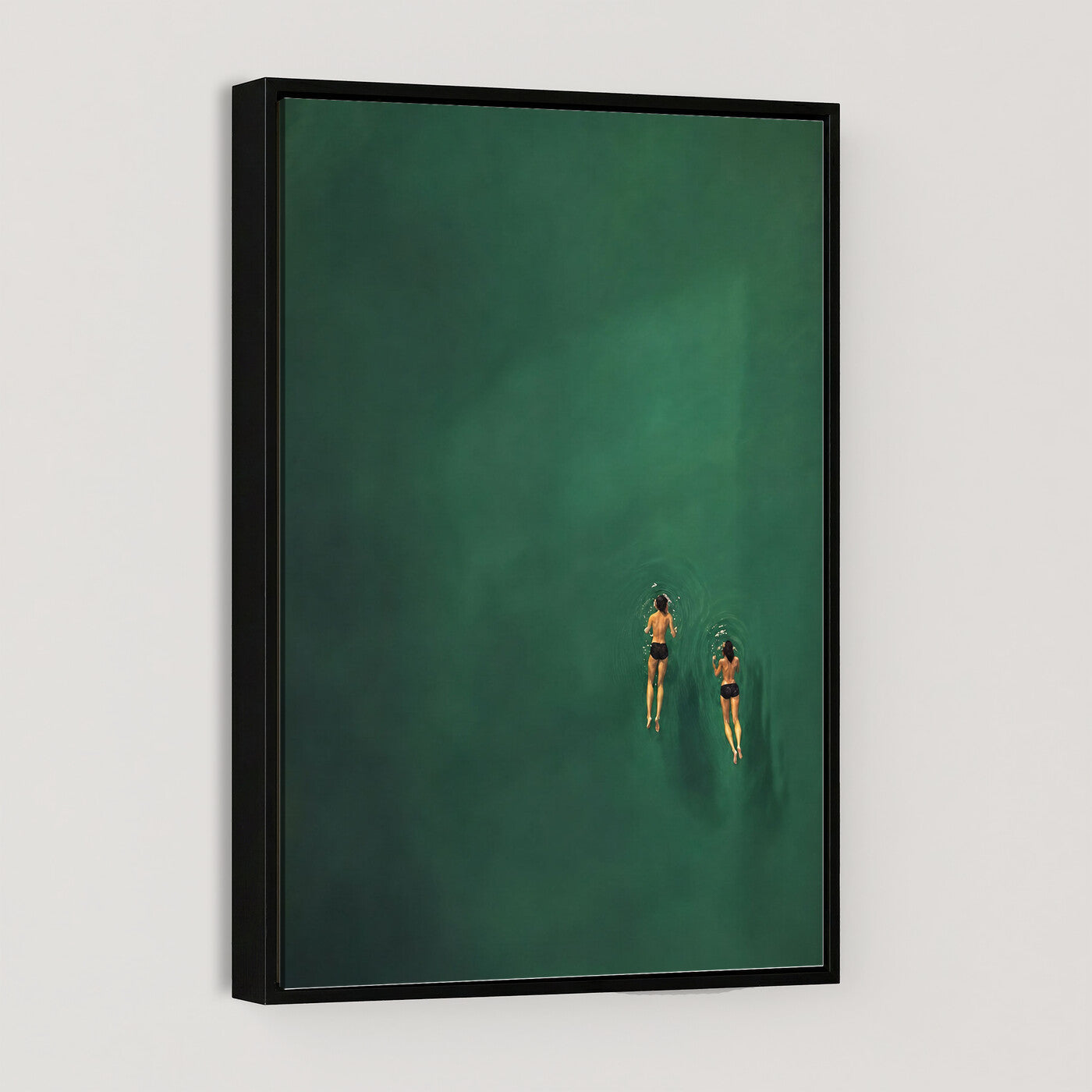 44711396-MGV-CV-24X36 - Minimalist Swimmers Canvas Wall Art Emerald Green Water Painting Print