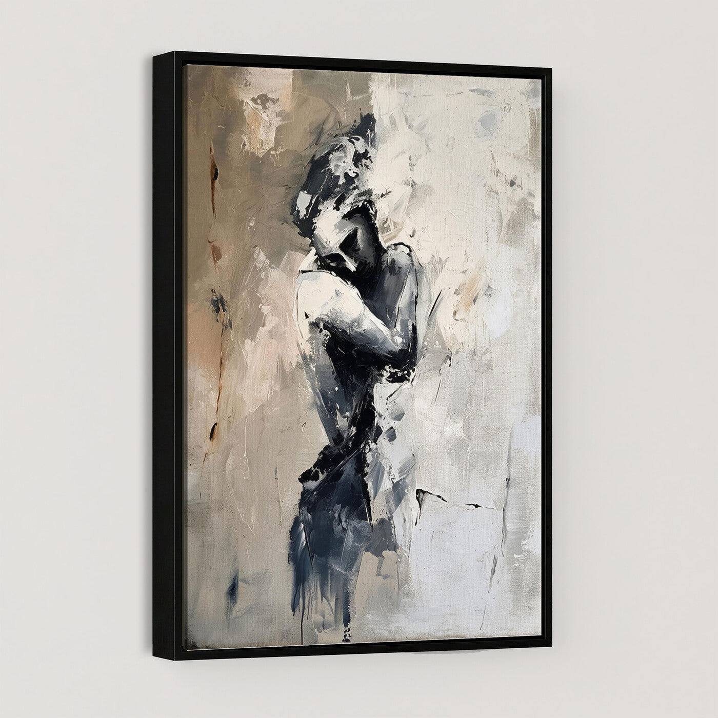 95556055-MGV-CV-24X36 - Monochrome Figurative Abstract Canvas Wall Art Moody Figure Oil Painting Print