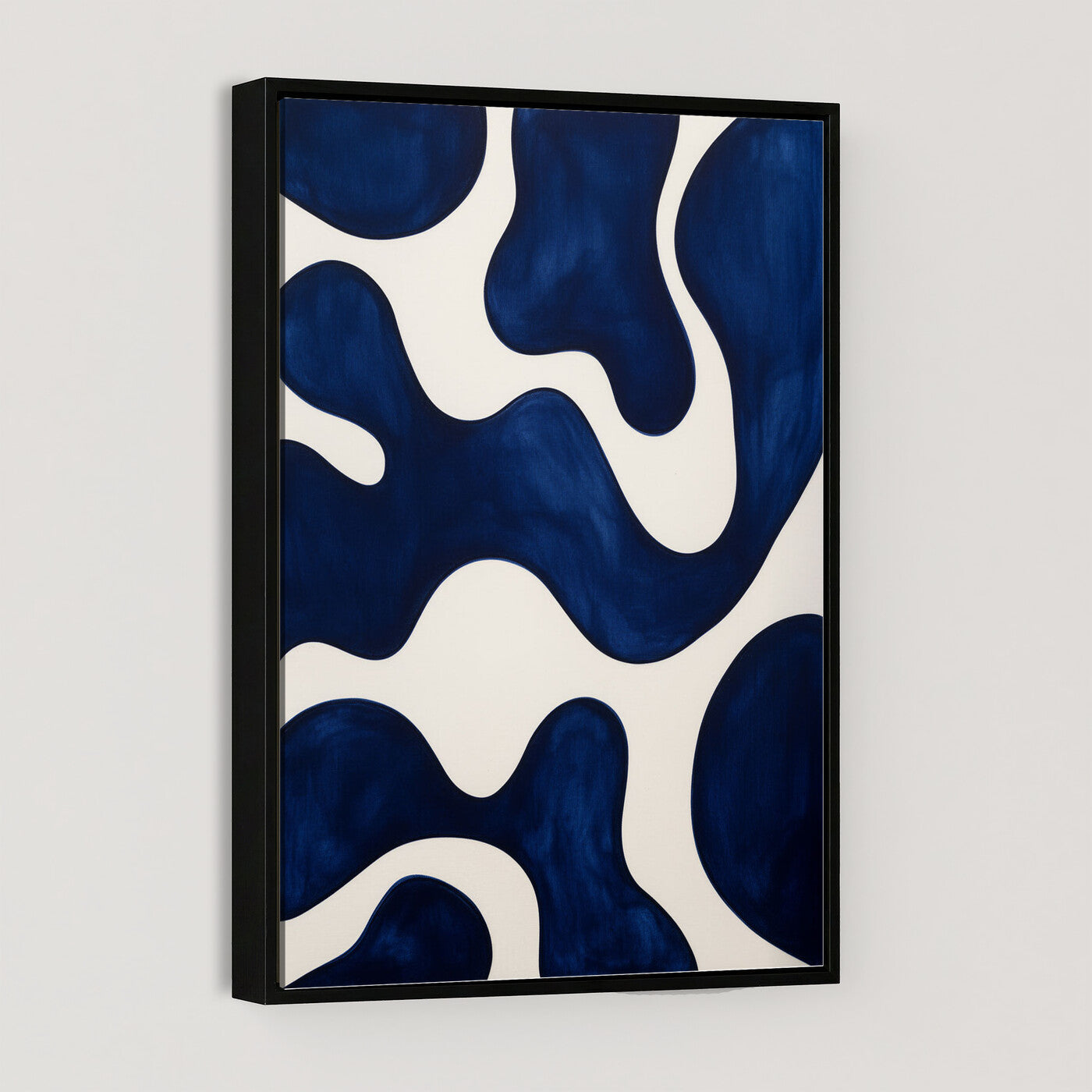 37225955-MGV-CV-24X36 - Minimalist Navy Blue Abstract Canvas Wall Art Organic Shapes Painting Print