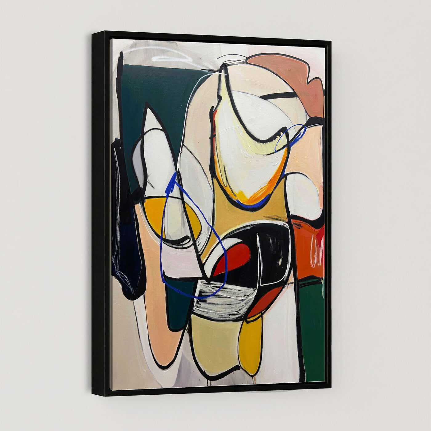 78751462-MGV-CV-24X36 - Mid Century Modern Abstract Canvas Wall Art Colorful Cubist Painting Print