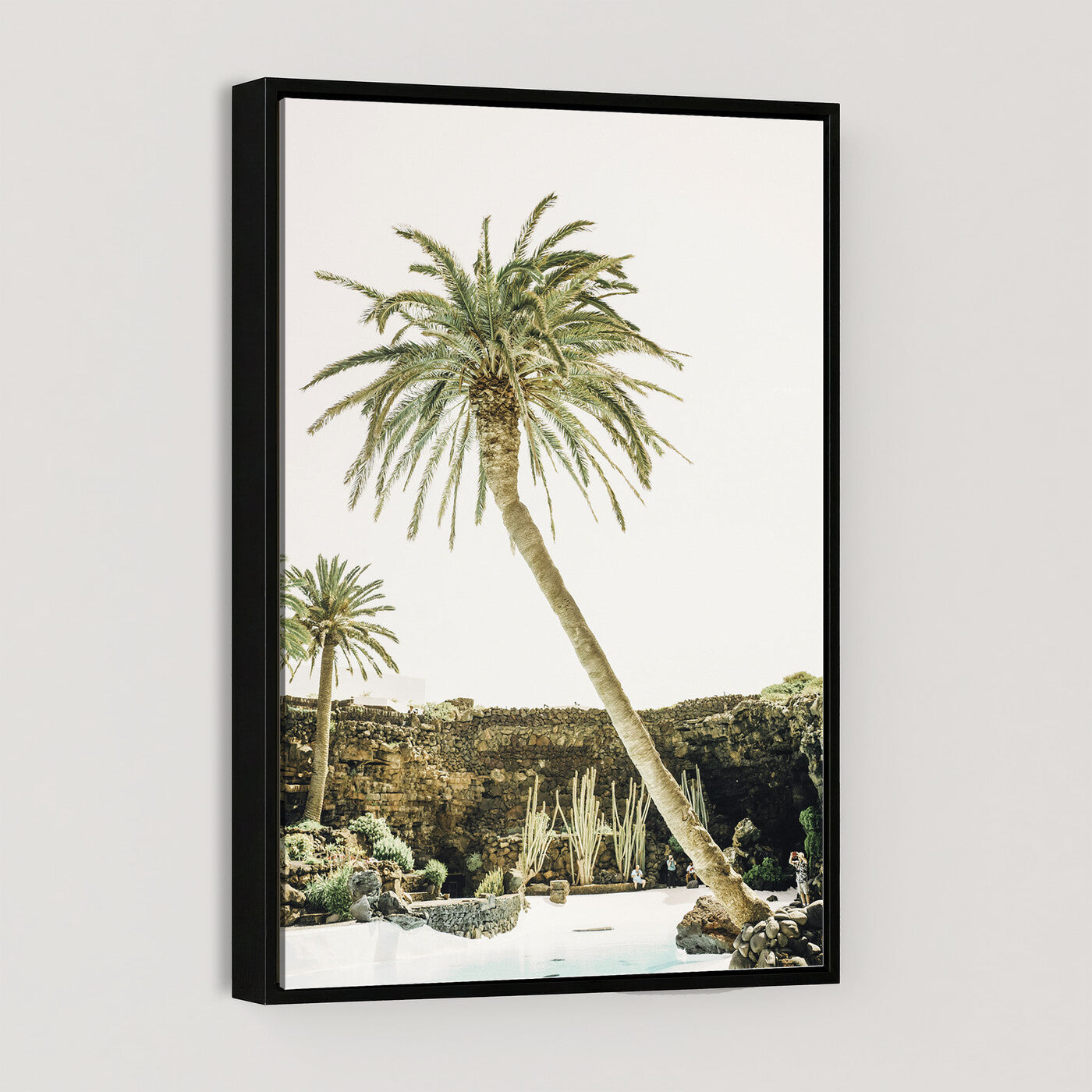 34739415-MGV-CV-24X36 - Jameos del Agua Lanzarote Spain Wall Art Canvas Print - Volcanic Oasis Palm Tree Pool