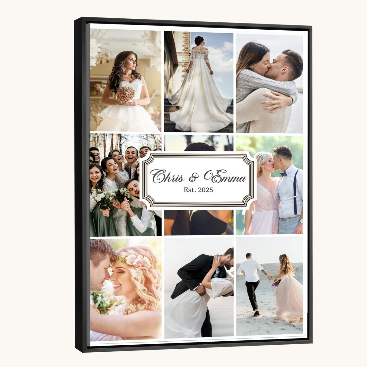 Personalized Wedding Photo Collage Canvas Print, Custom Couple Gift