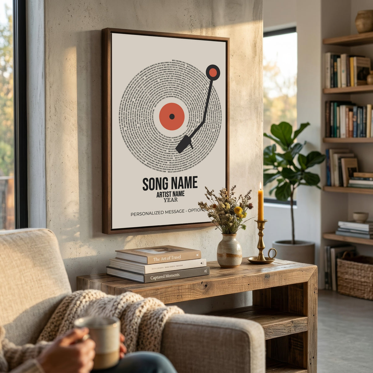 96475288Plak-_Poster-30x20 - Song Lyrics Vinyl Record Canvas Print, Personalized Music Wall Art