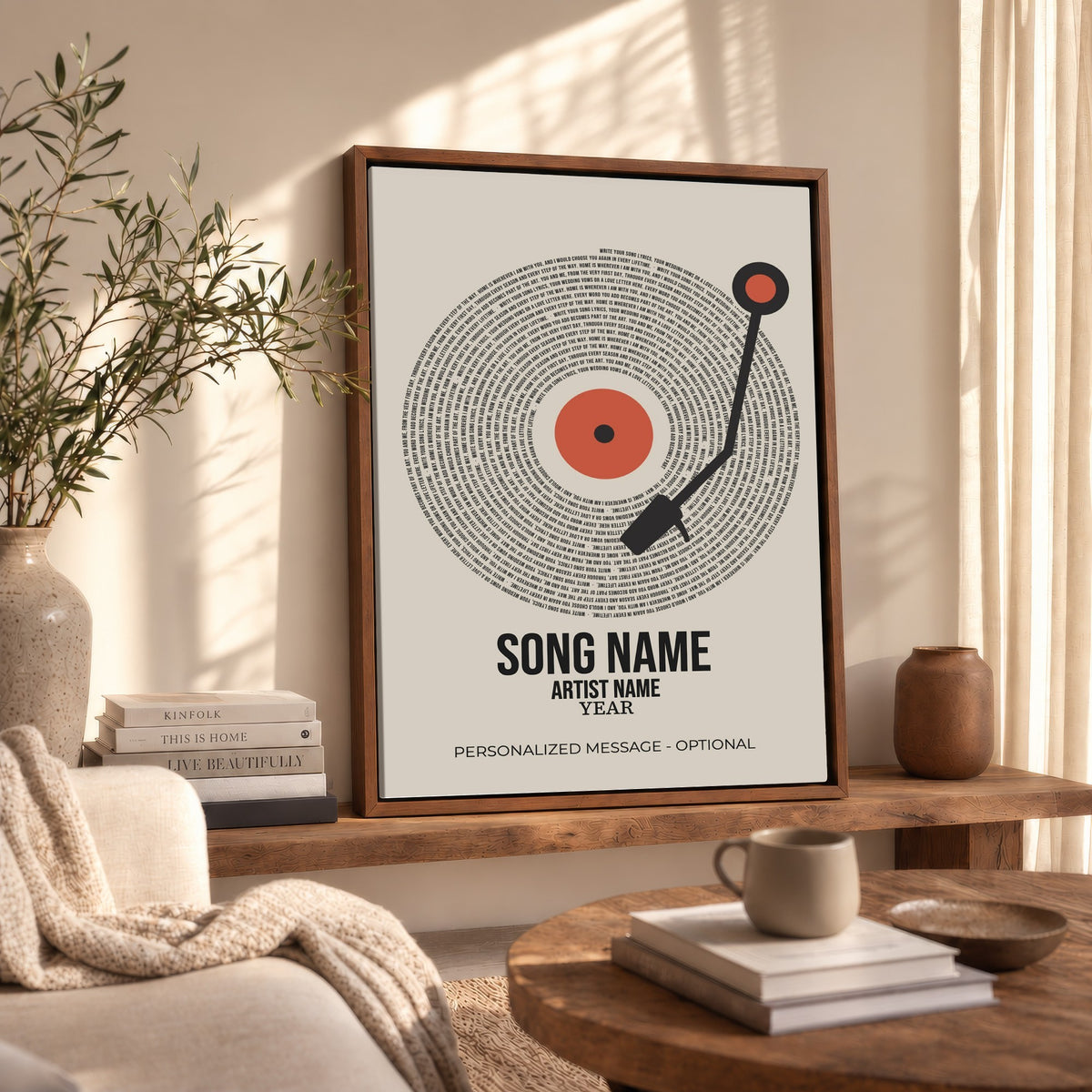 96475288Plak-_Poster-30x20 - Song Lyrics Vinyl Record Canvas Print, Personalized Music Wall Art
