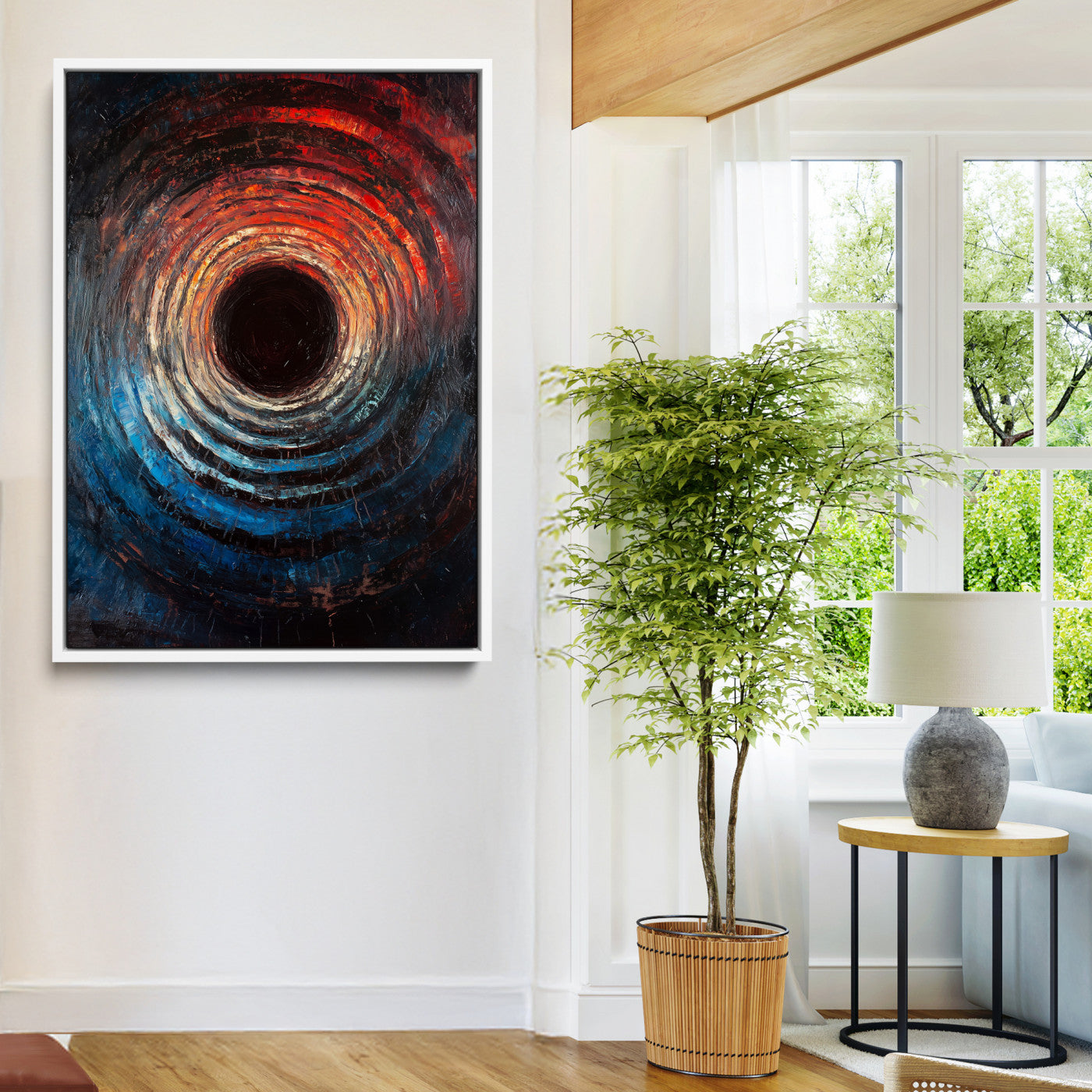 Wood Vortex Wall Art Canvas Print, Framed Abstract Swirl Art Picture Print, Wood Tree Texture Perfect Modern Decor, Framed Wood Vortex, Wood