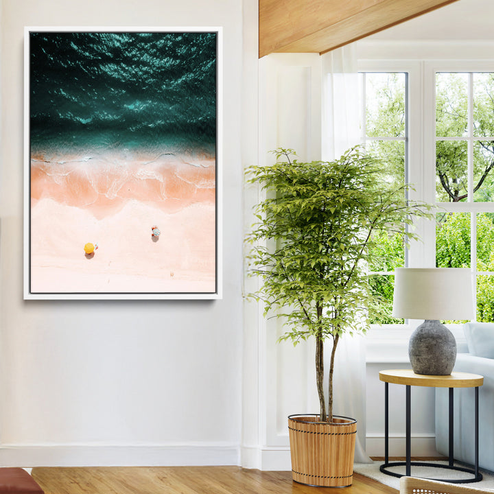 Tropical Relaxation Wall Art Canvas Print, Framed Coastal Vibes Art Picture Print, Ocean Aesthetic Coastal Minimalist Art Wall Decor Artwork