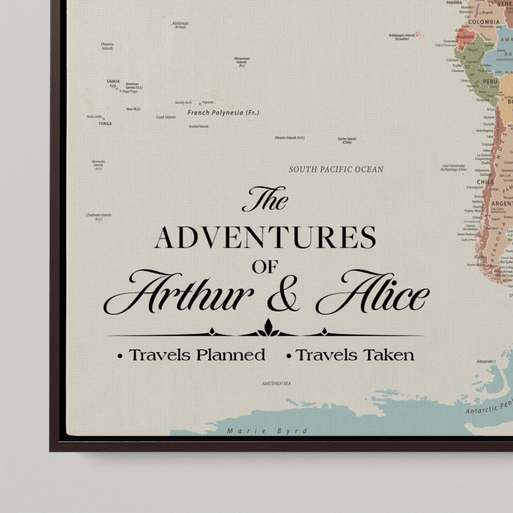 45566494-MGV-CV-36X24-Customizable World Map Push Pin Canvas Personalized Travel Gift Framed Adventure Tracker for Vacation Memories Anniversary Decor