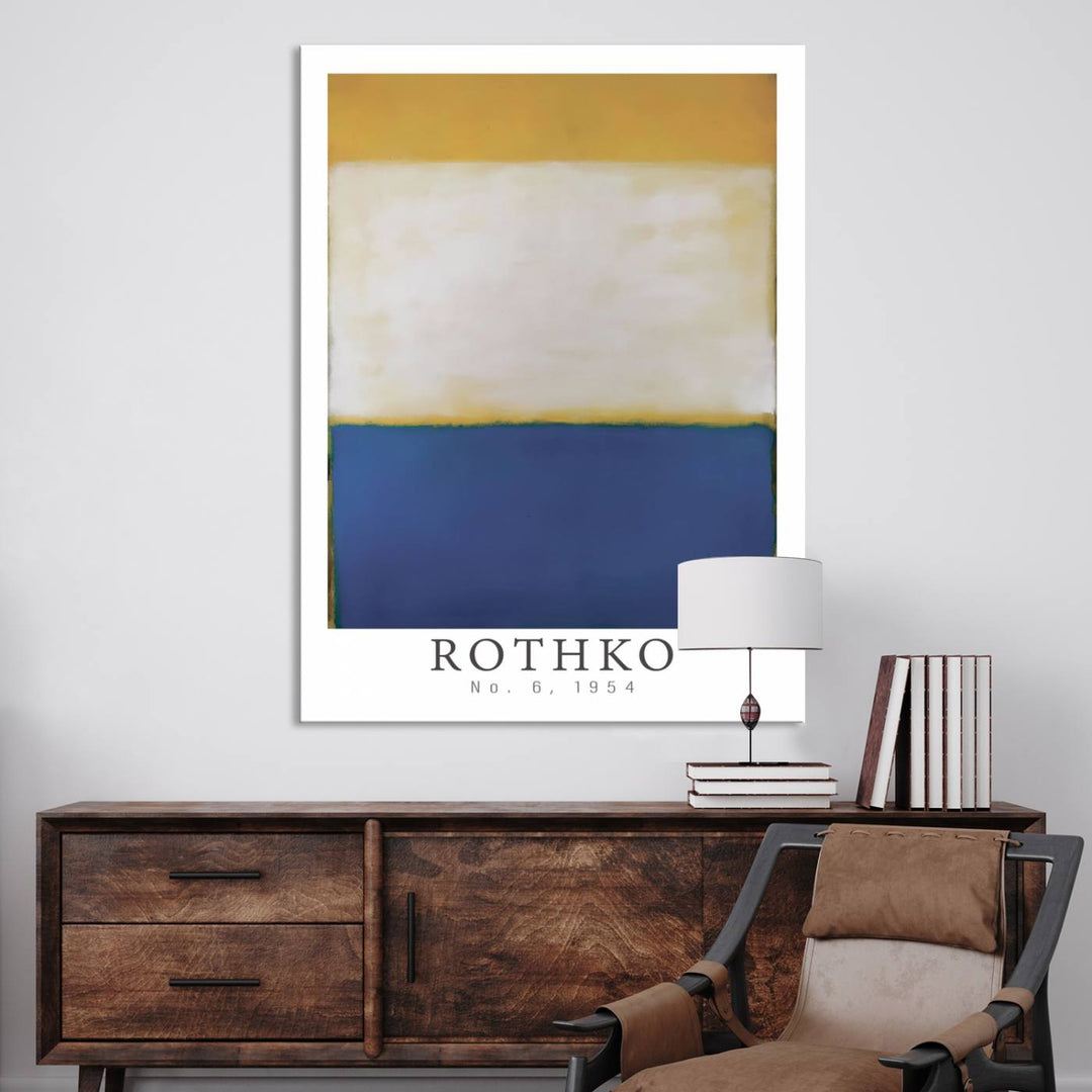 The room features a Mark Rothko Canvas Wall Art Print, an abstract color art reproduction, mounted on the wall.